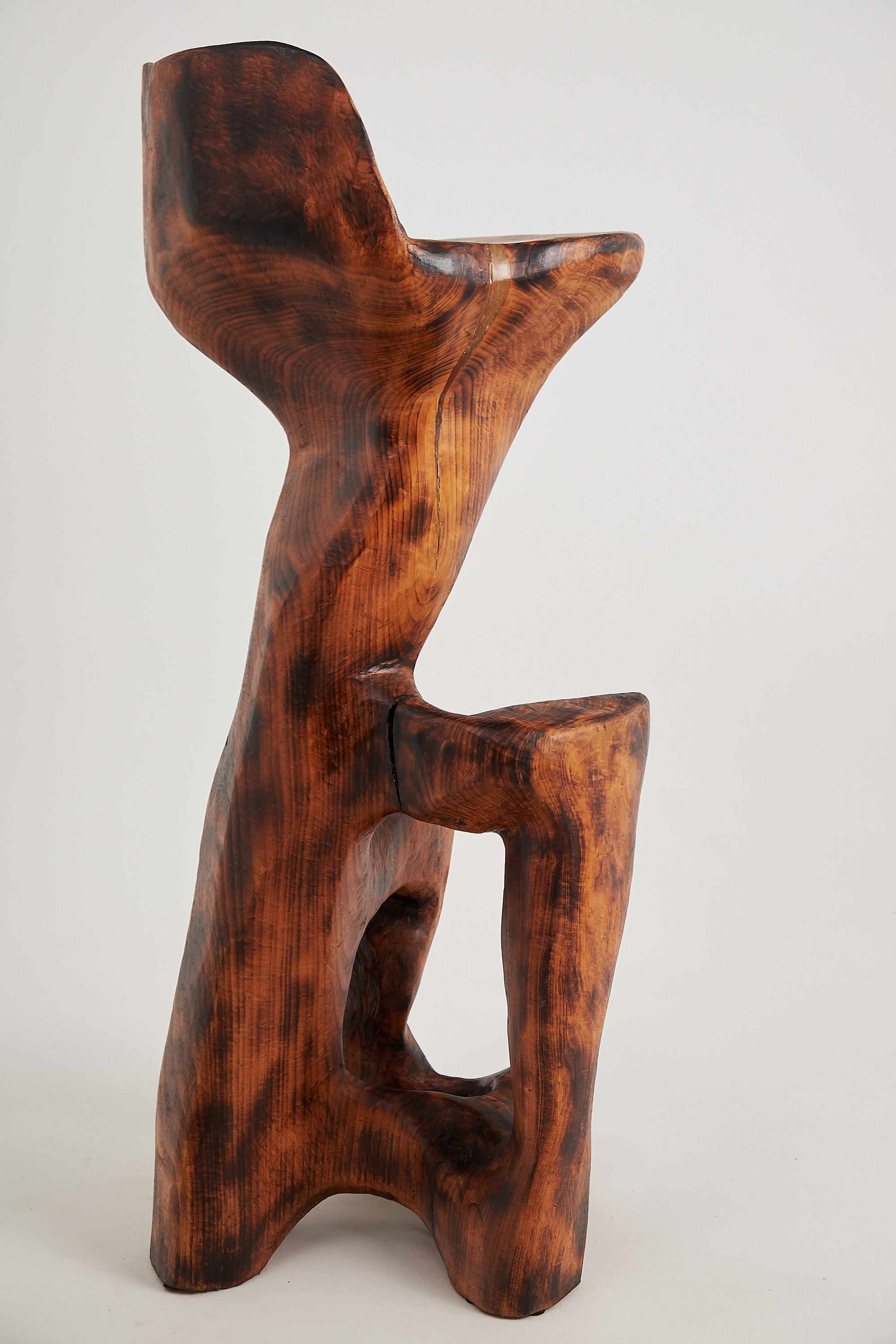 Makha. Sculptural Bar Chair in Burnished Hardwood - image 7