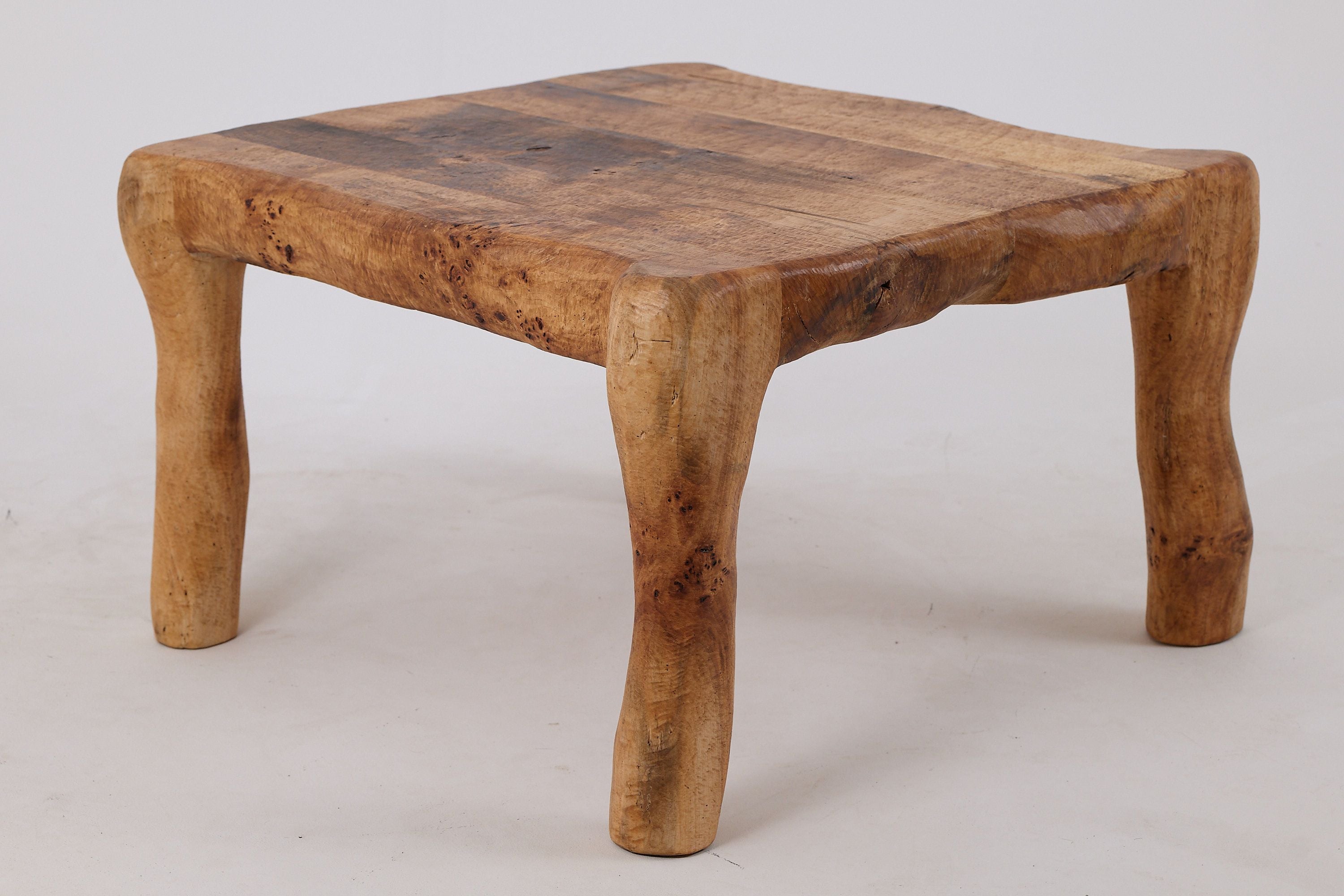 Jownik, Square Burl Table  Rustic Balance in Solid Wood