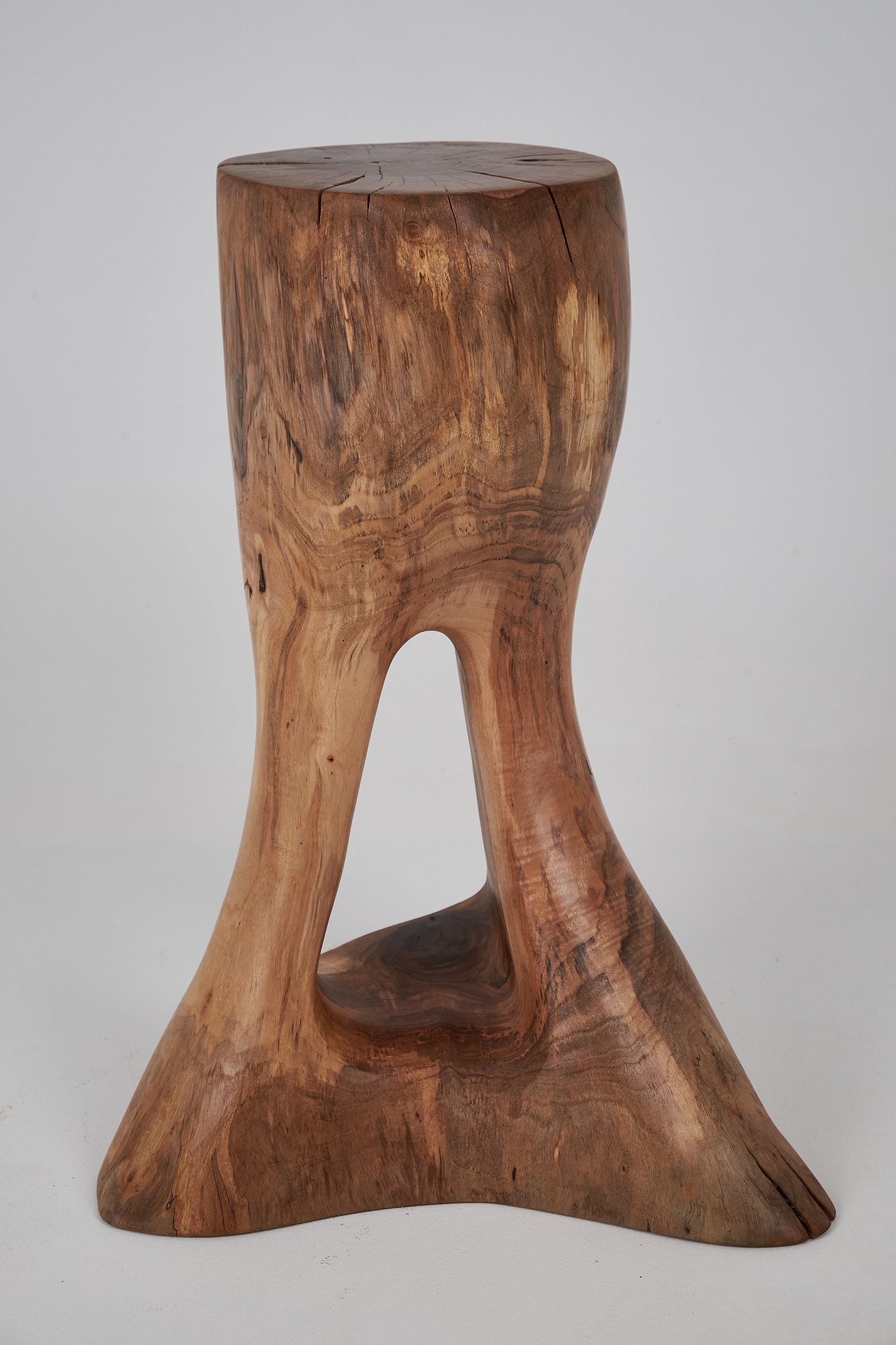 Leszy, Sculptural Side Table, Carved From Solid Wood