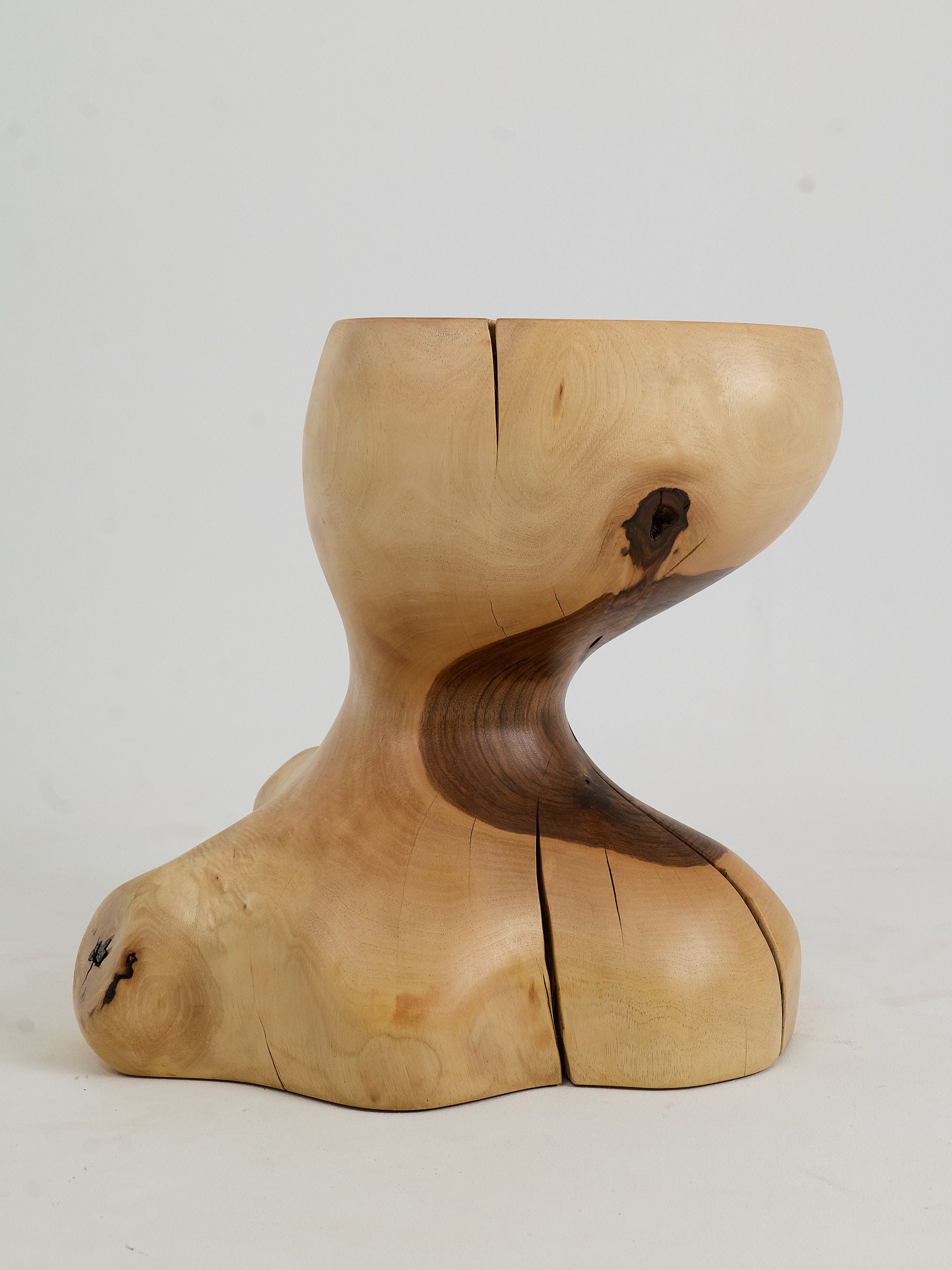 Leszy, Sculptural Side Table Carved in Solid Wood - image 3
