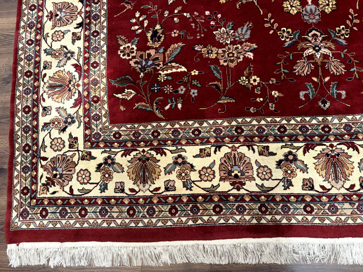 Indo Persian Rug 8x10, Red and Cream, Floral, Pande Cameron - Jewel Rugs, view 9