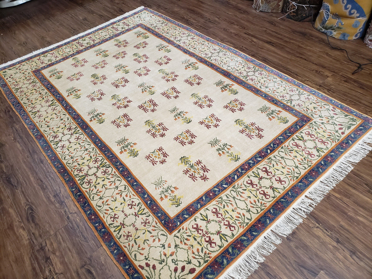 Tufenkian Rug 5.9 x 8.6, Tibetan Nepalese Rug, Hand Knotted, Soft Shiny Wool, Repeated Motifs, Contemporary Modern, Area Rug 6x9, Vintage - Jewel Rugs, view 4