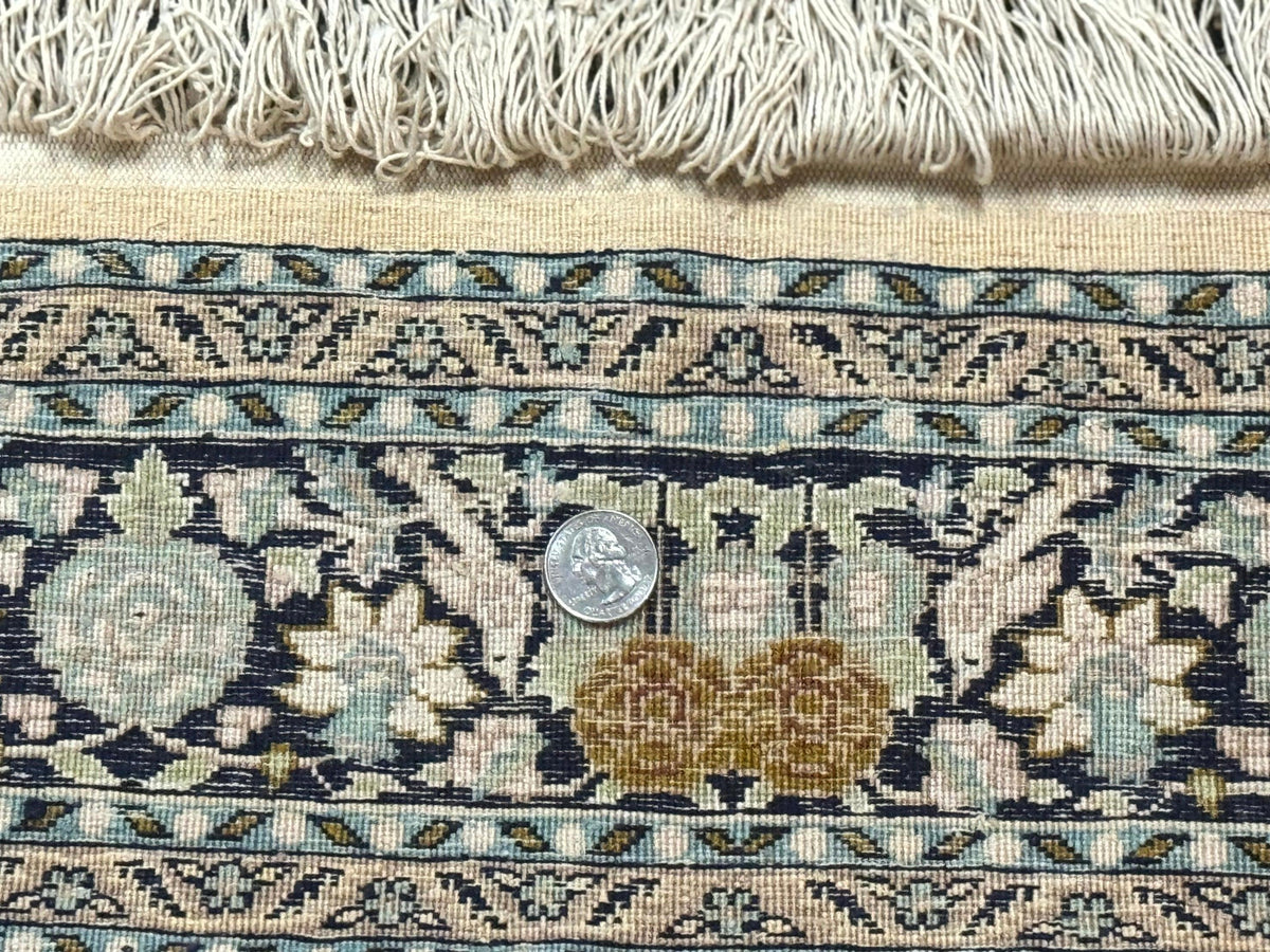 Silk Indian Kashmiri Rug 3x4, Very Fine 400 KPSI, Silk Prayer Rug, Handmade - Jewel Rugs, view 11