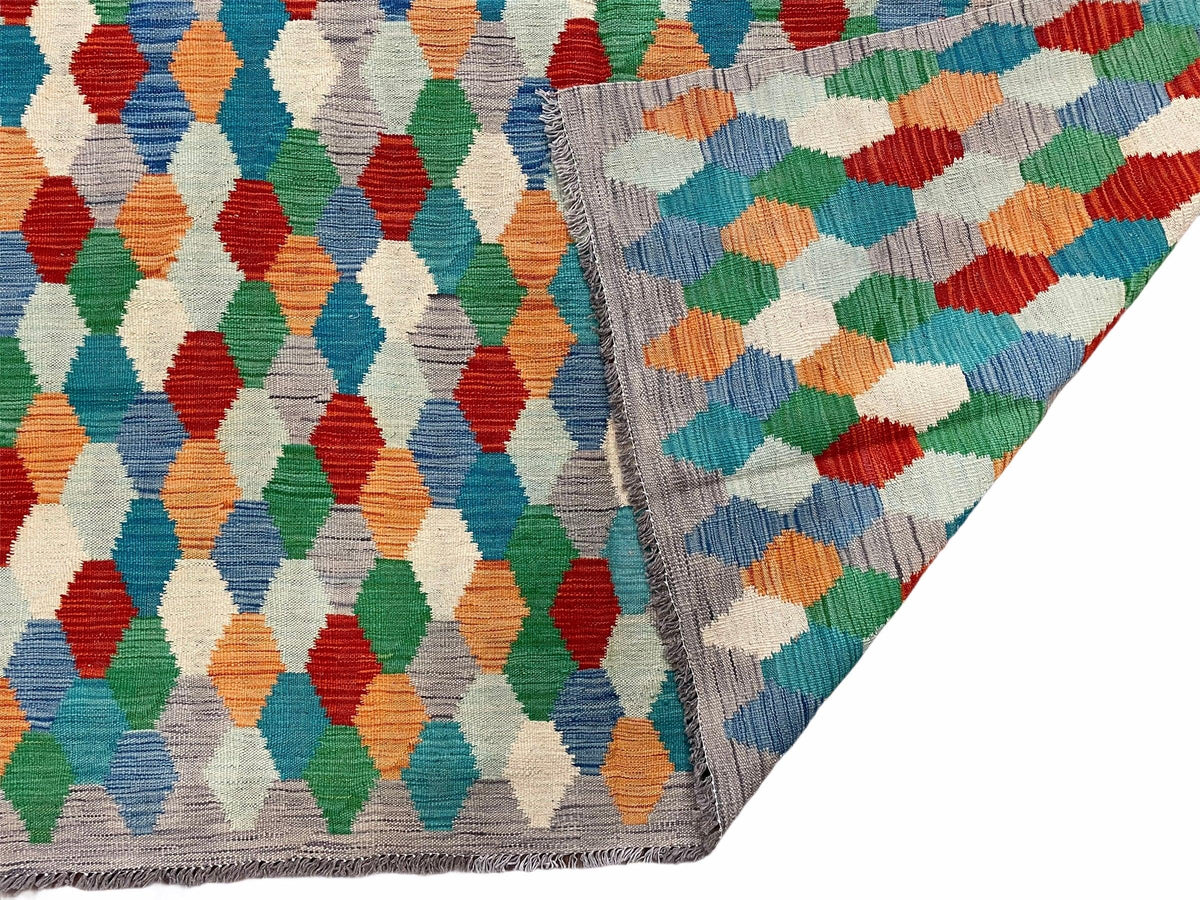6.5 x 9.5 Colorful Chobi Kilim Rug 6 x 9 Multicolor Turkish Kilim Rug 7x10 Chobi Kilim Rug Playroom Rug Wool Kilim Rug 6x9 New Tribal Kilim - Jewel Rugs, view 11