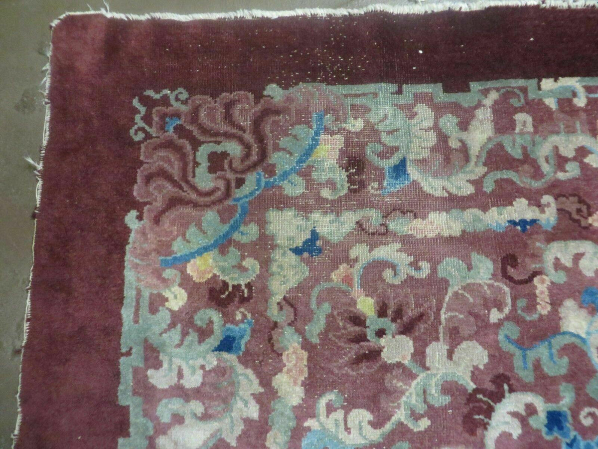 8' X 10' Vintage Handmade Chinese Art Deco Peking Nichols Wool Rug Flowers Nice - Jewel Rugs, view 7