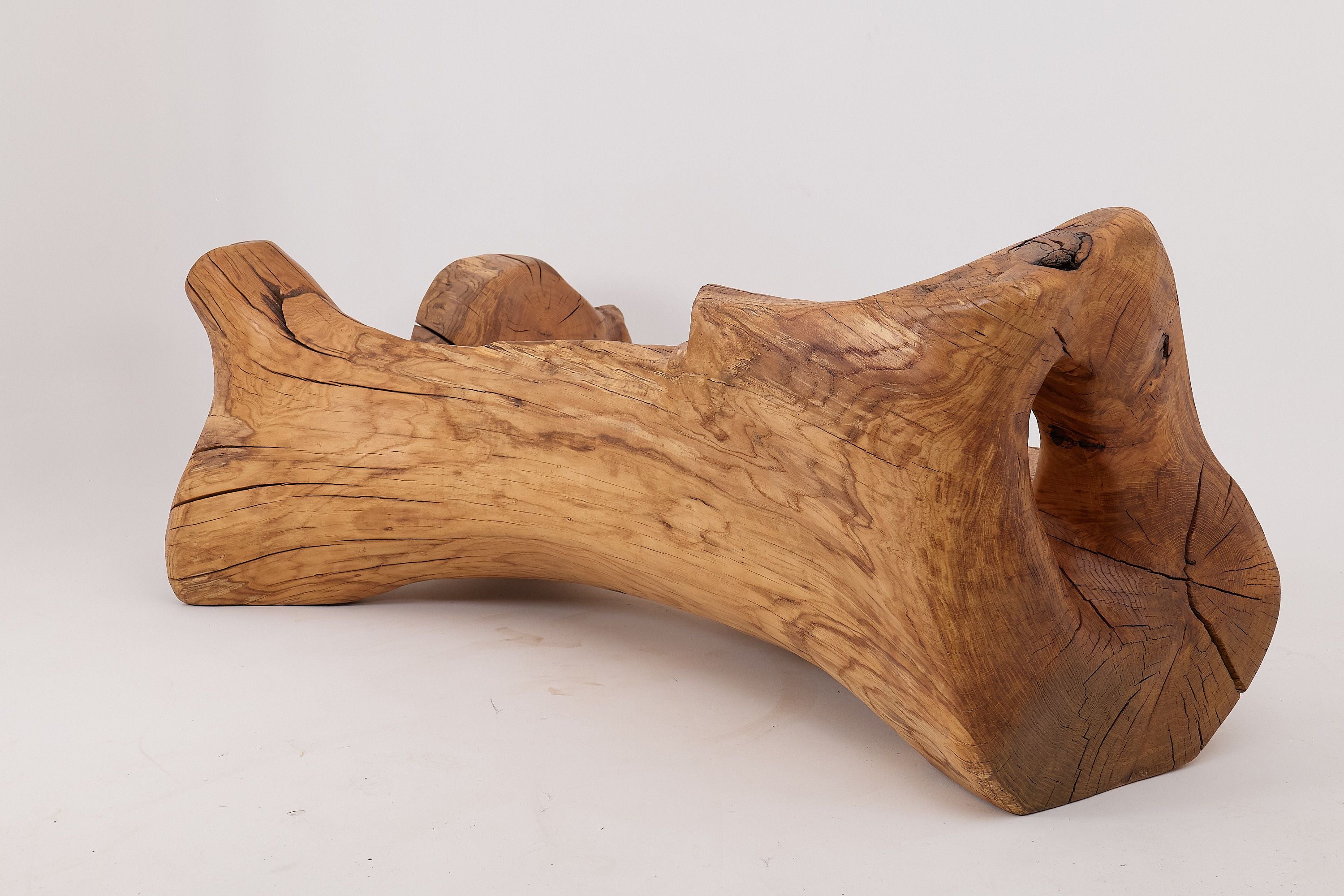 XXL Solid Carved Wood Bench With Raw Organic Form Indoor, & Outdoor, Logniture - image 13