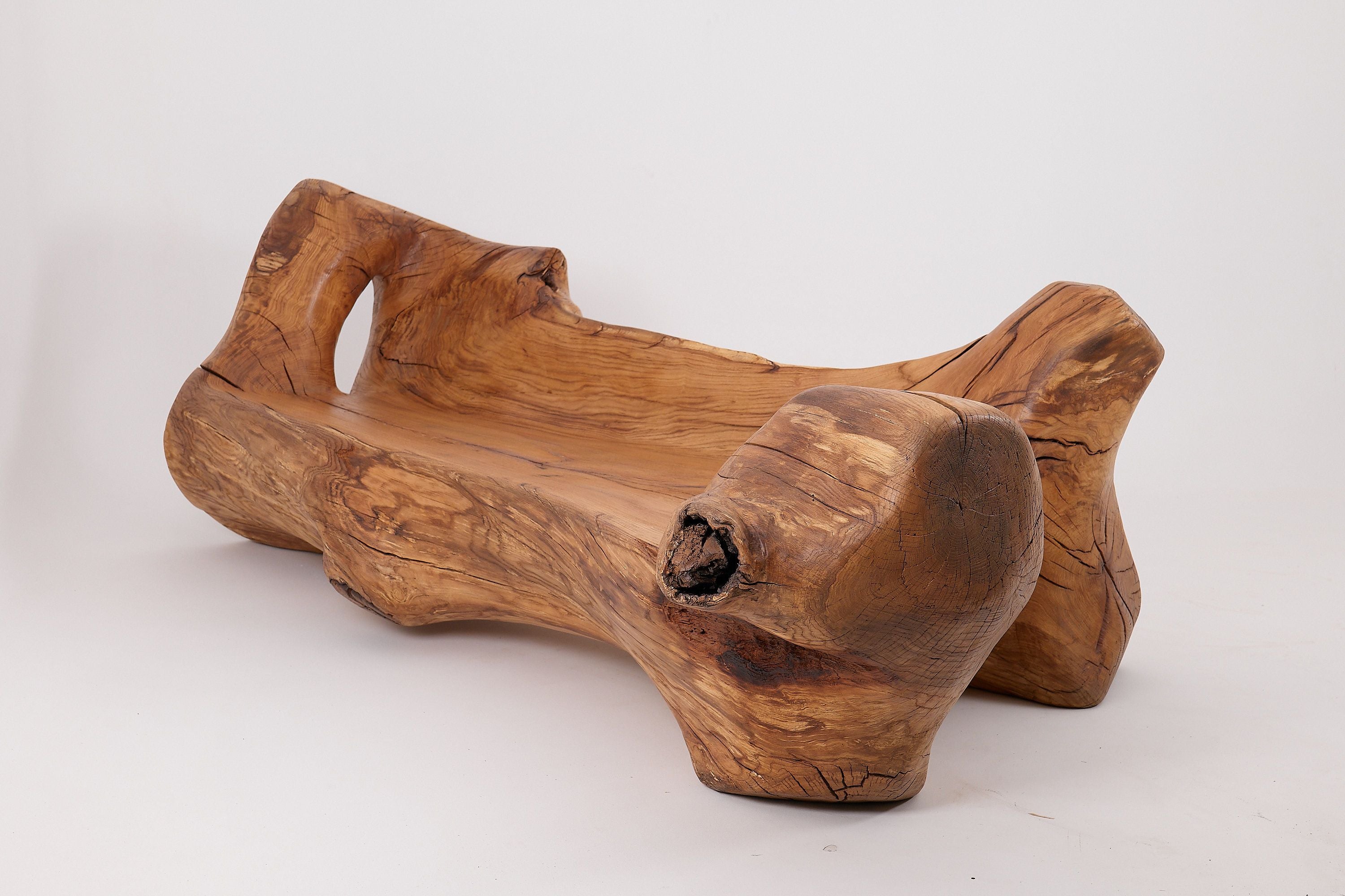 XXL Solid Carved Wood Bench With Raw Organic Form Indoor, & Outdoor, Logniture - image 3