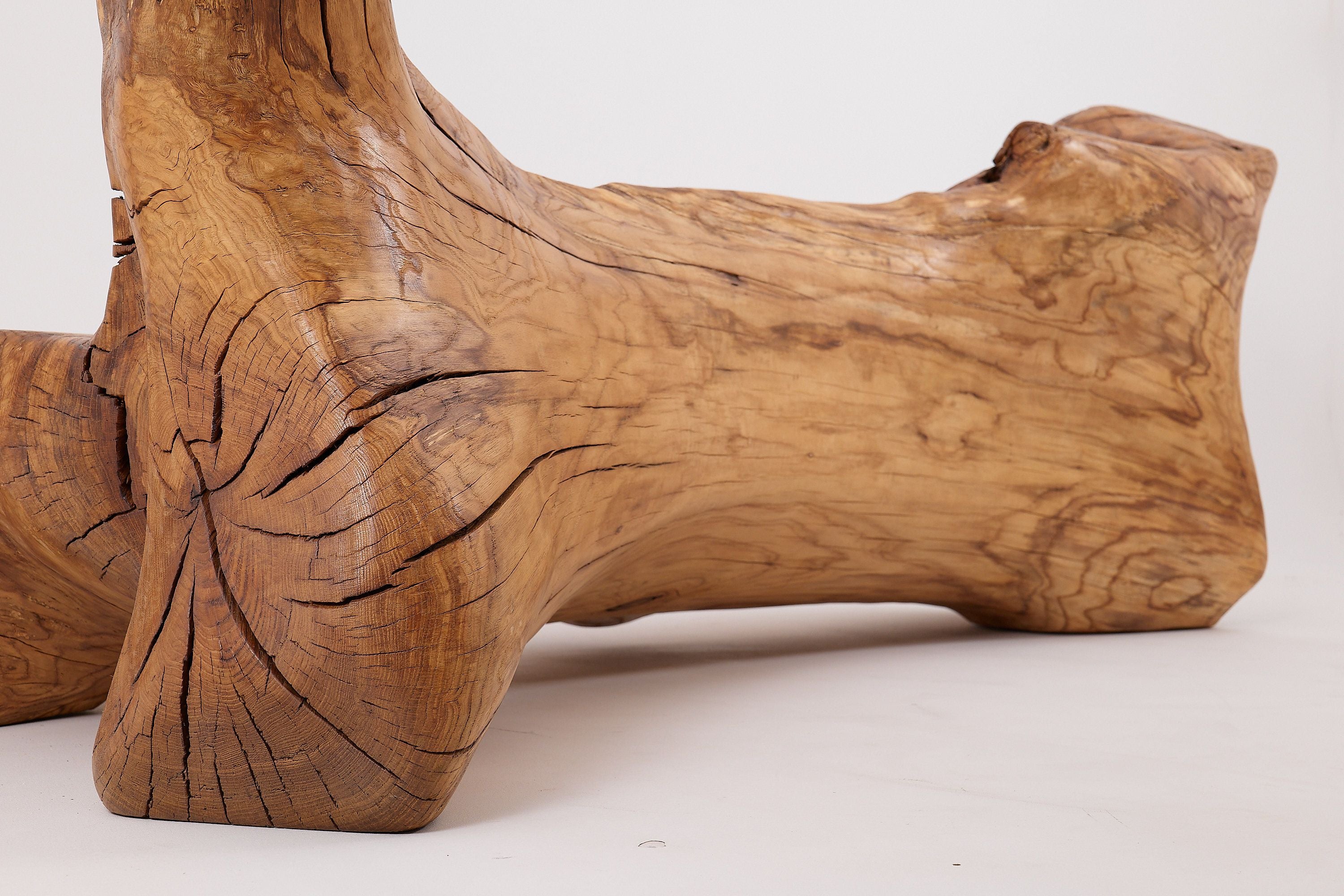 XXL Solid Carved Wood Bench With Raw Organic Form Indoor, & Outdoor, Logniture - image 10