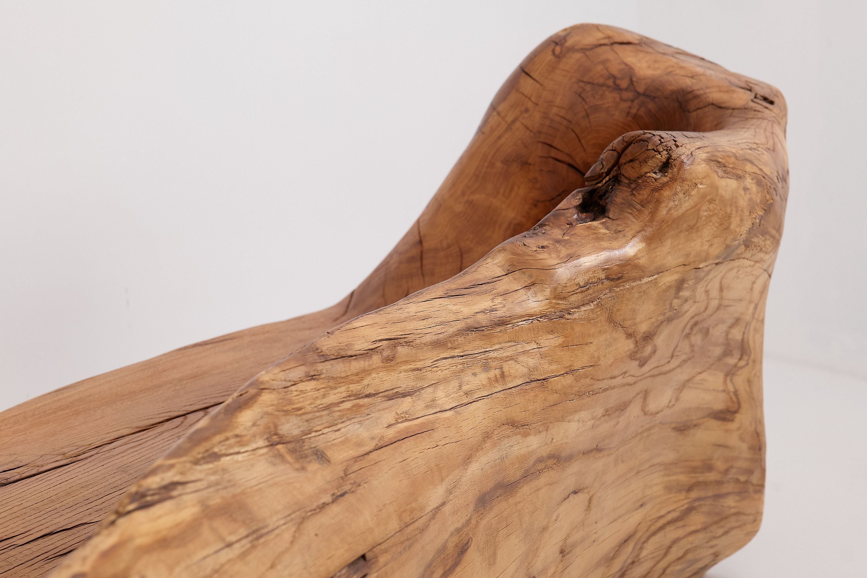 XXL Solid Carved Wood Bench With Raw Organic Form Indoor, & Outdoor, Logniture - image 11