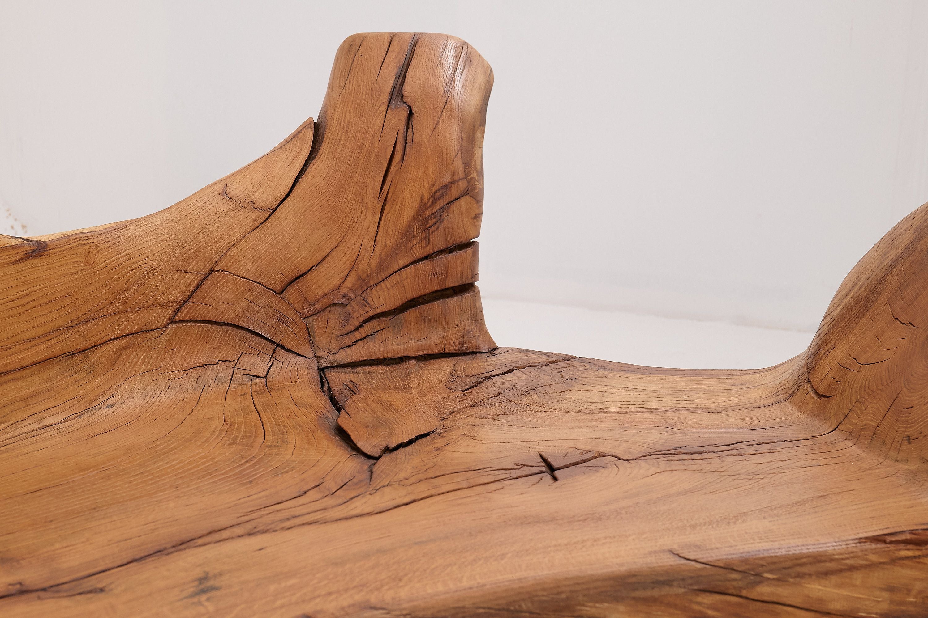 XXL Solid Carved Wood Bench With Raw Organic Form Indoor, & Outdoor, Logniture - image 20