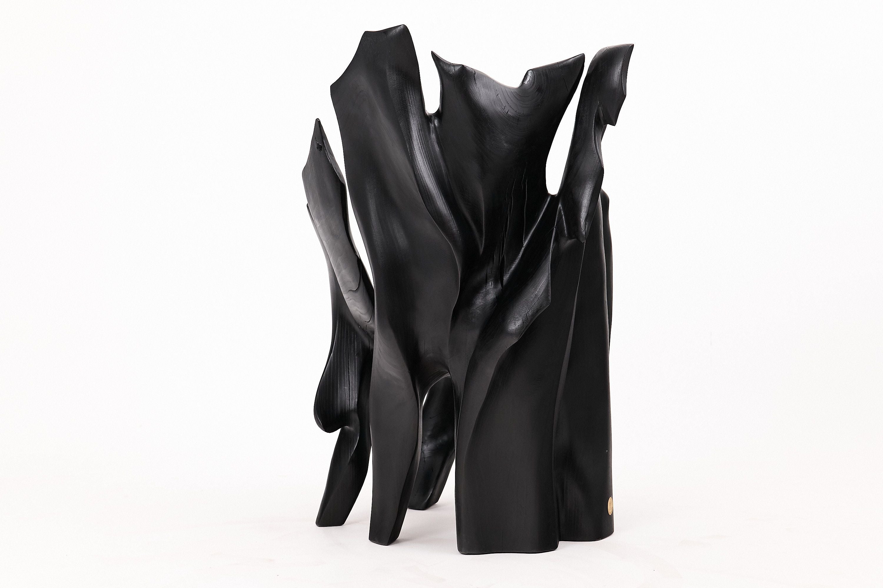 Sculptural Black Charred Wood Armchair in Organic Form by Logniture - image 12