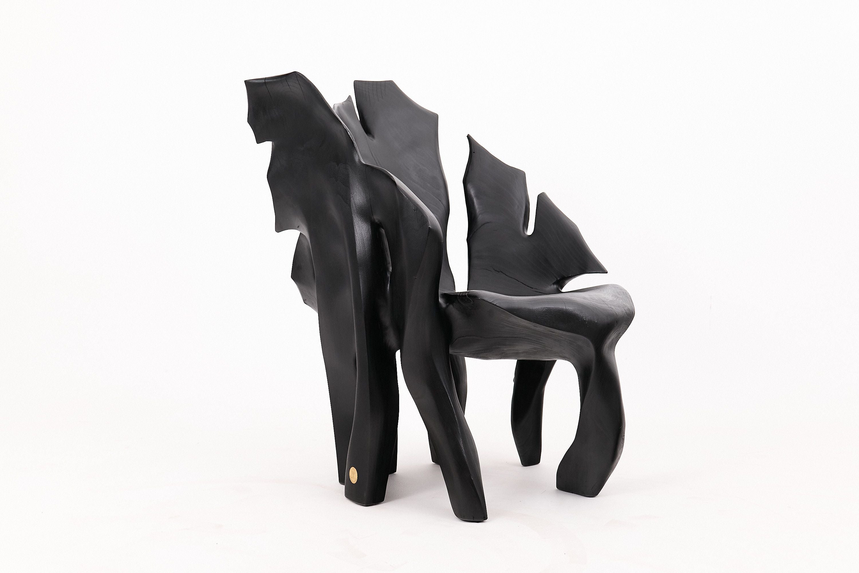 Sculptural Black Charred Wood Armchair in Organic Form by Logniture - image 18