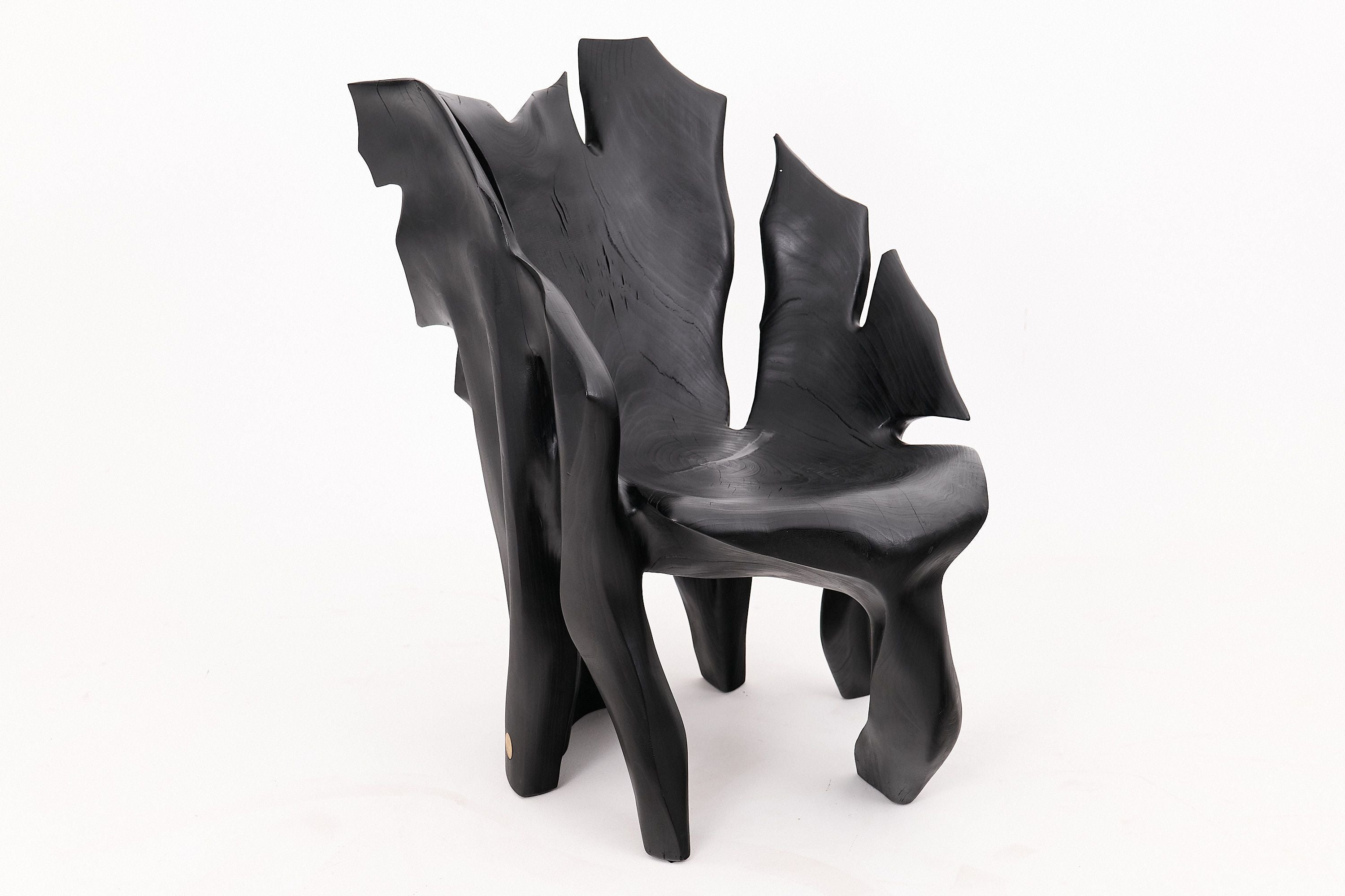 Sculptural Black Charred Wood Armchair in Organic Form by Logniture - image 19