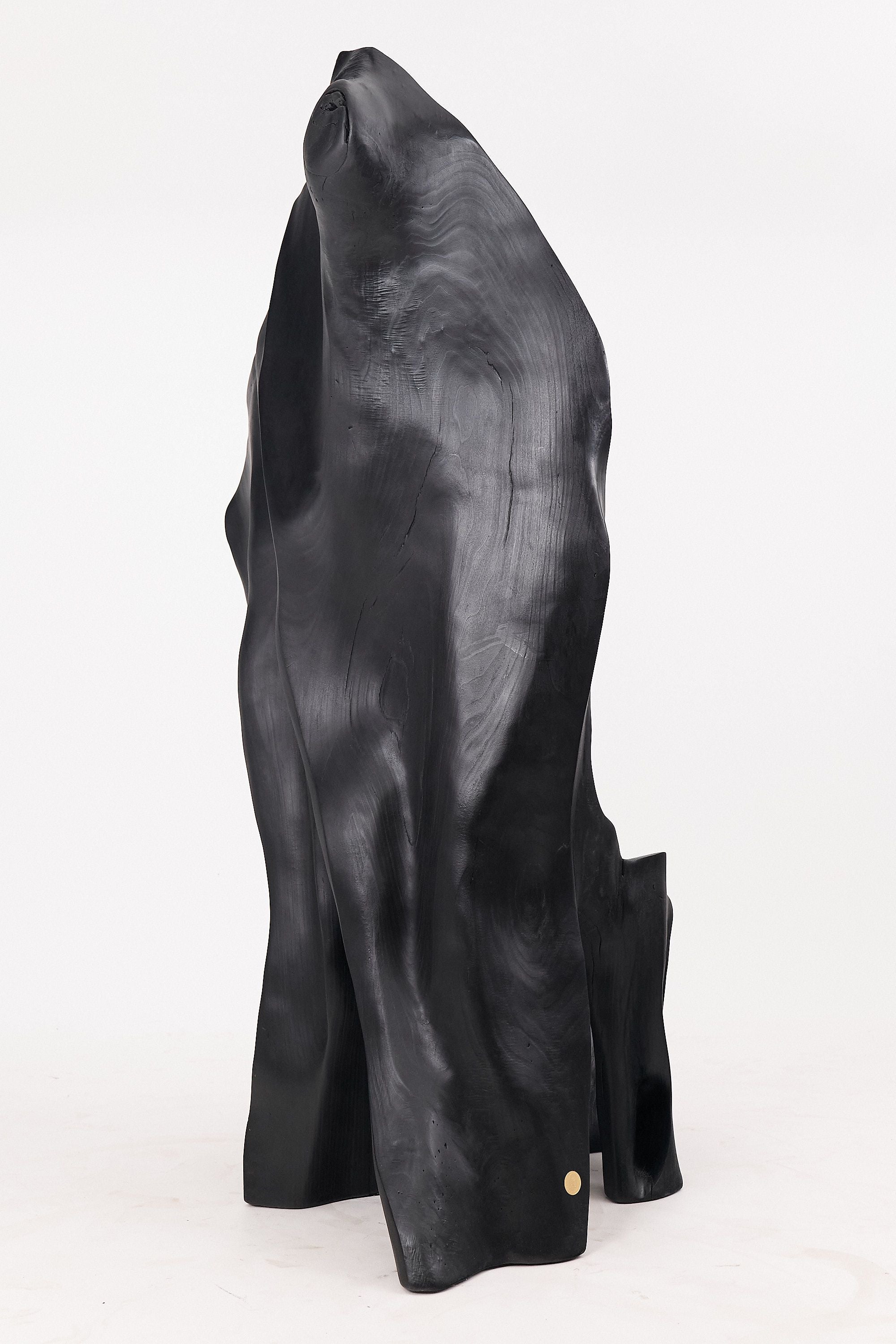 XXL Charred Black Wood Throne Chair in Organic Form by Logniture - image 15