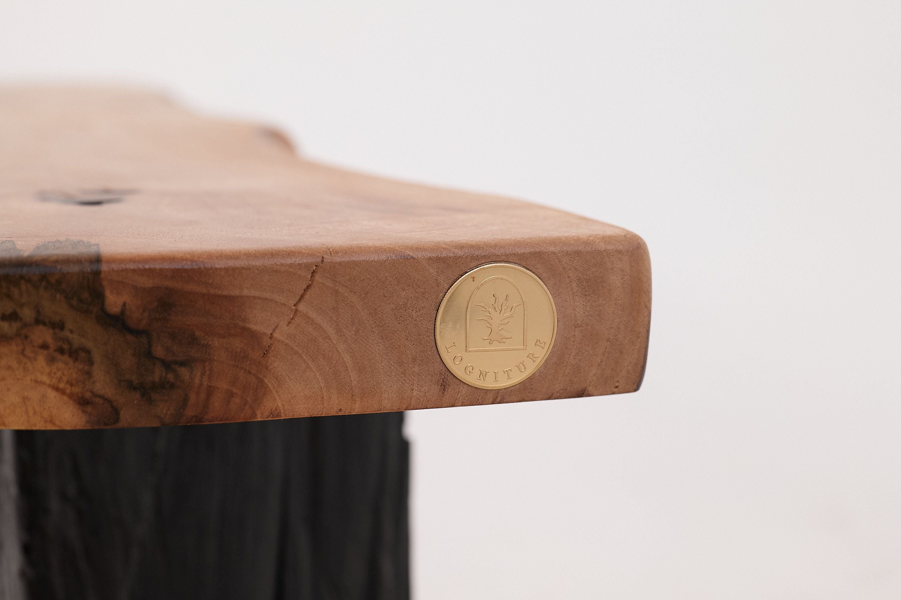 Live Edge Solid Wood Bench with Charred Legs, Organic Modern by Logniture - image 17