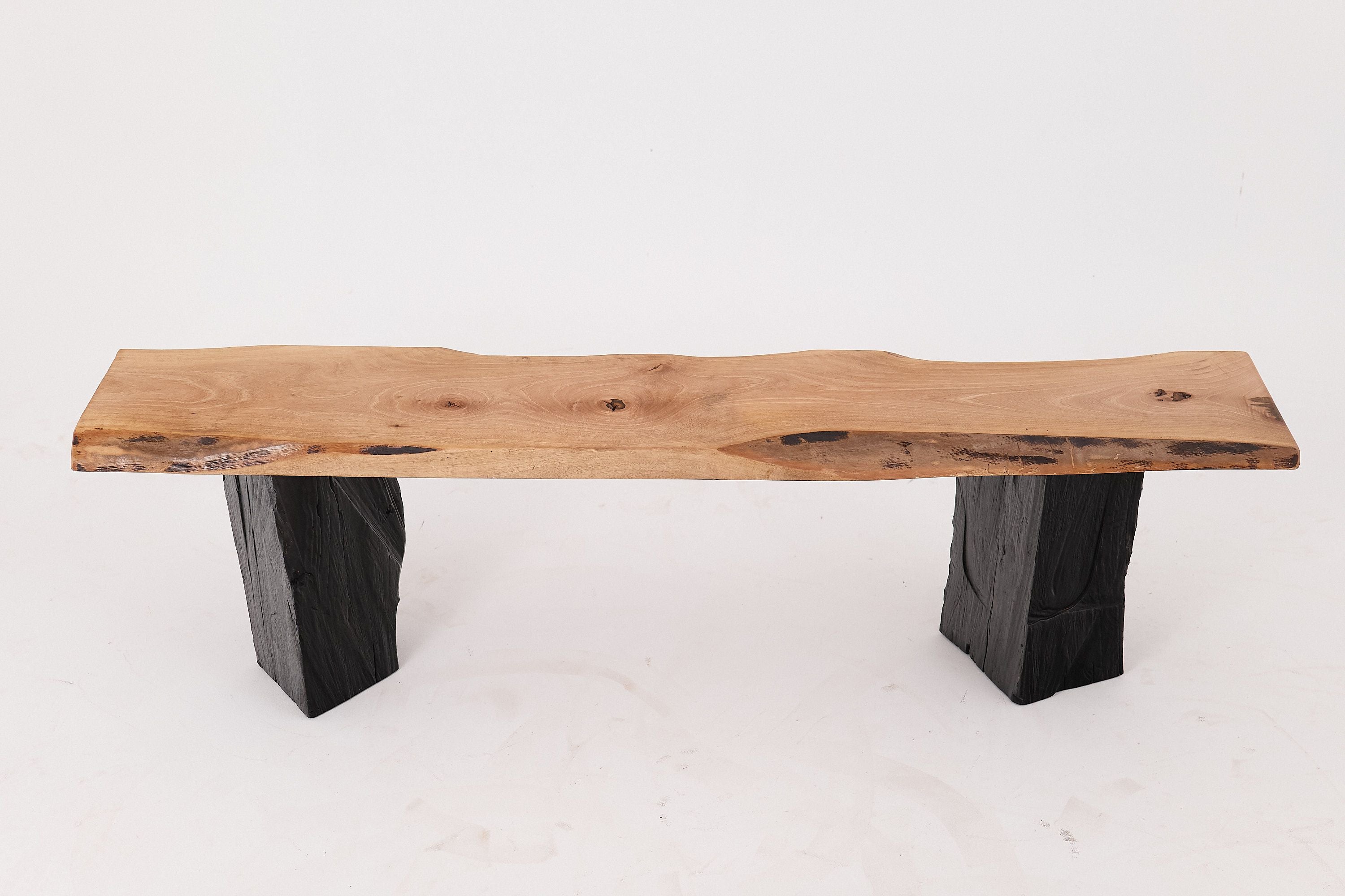Live Edge Solid Wood Bench with Charred Legs, Organic Modern by Logniture - image 14