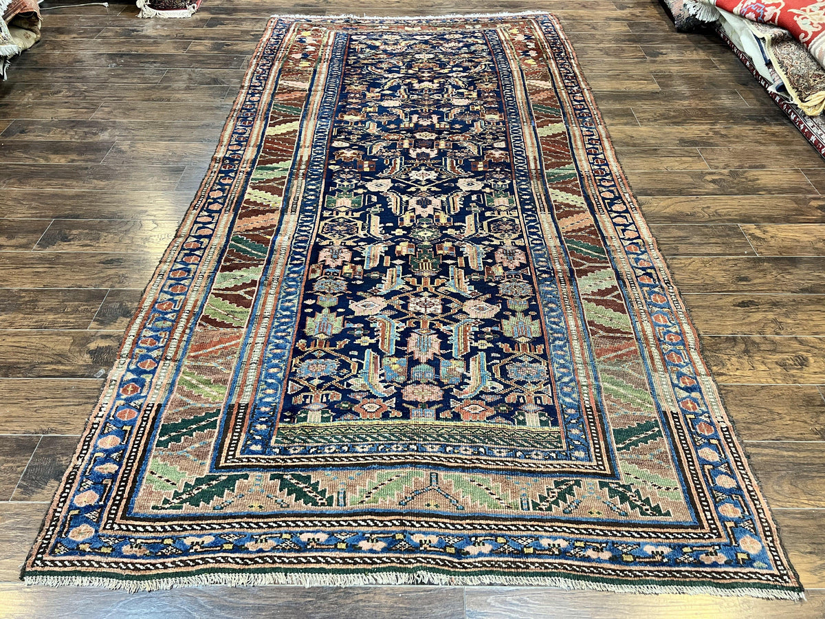 Caucasian Kalegy Rug 6x11, Wide Runner, Wool Hand Knotted Carpet, Navy Blue Tribal Rug, 1920s Antique Rug, 6 x 11 Oriental Carpet - Jewel Rugs, view 2
