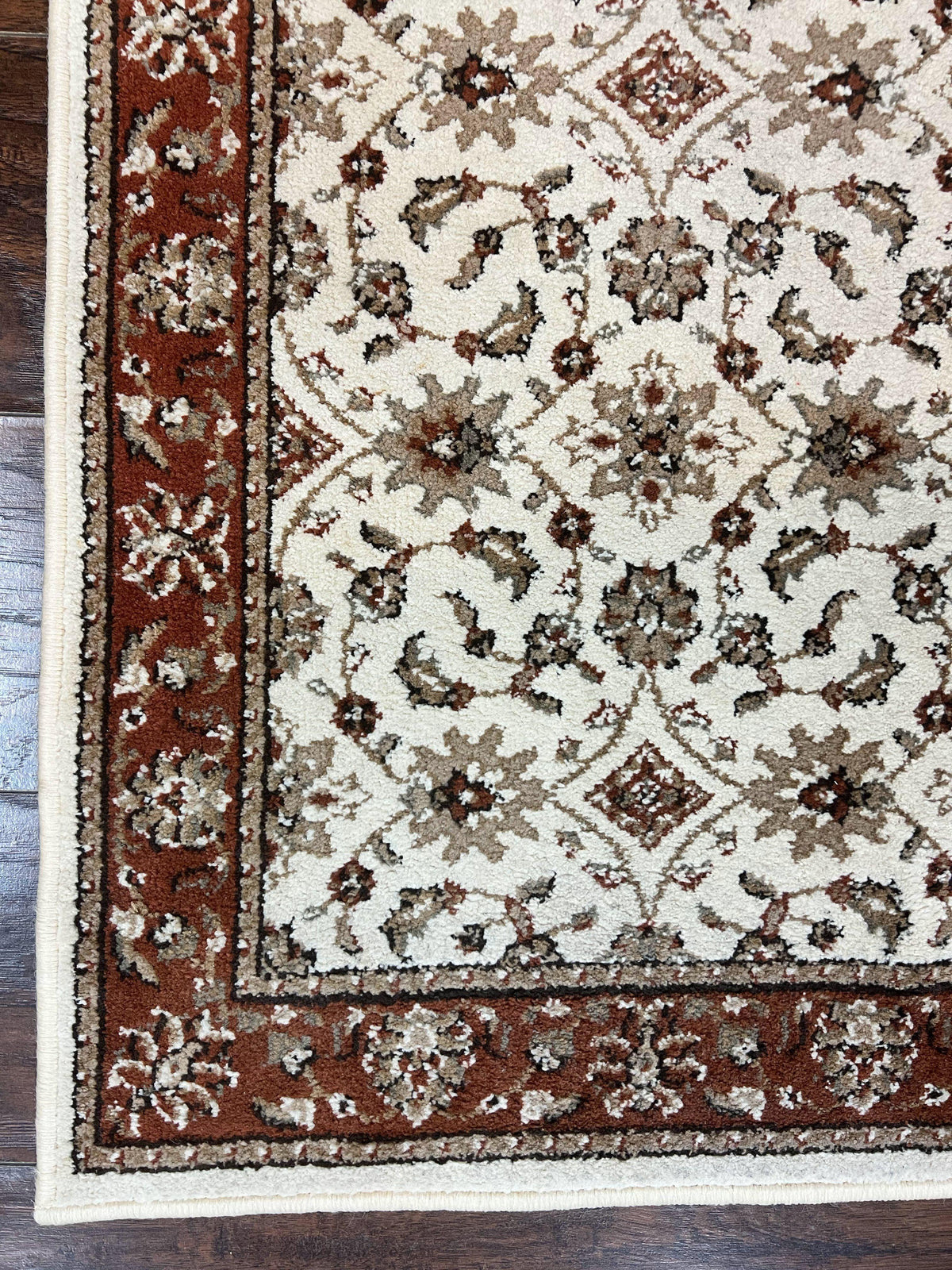 Runner Rug 2 x 7.6, Skinny Runner, Oriental Rug for Hallway, Ivory & Rust Red, Floral Allover - Jewel Rugs, view 9