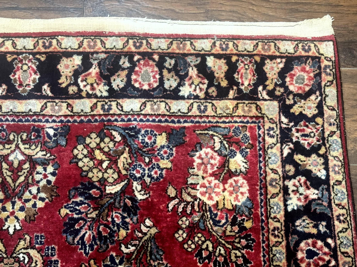 Antique Persian Sarouk Rug 4x7, Floral, Red 1920s Persian Wool Carpet - Jewel Rugs, view 8