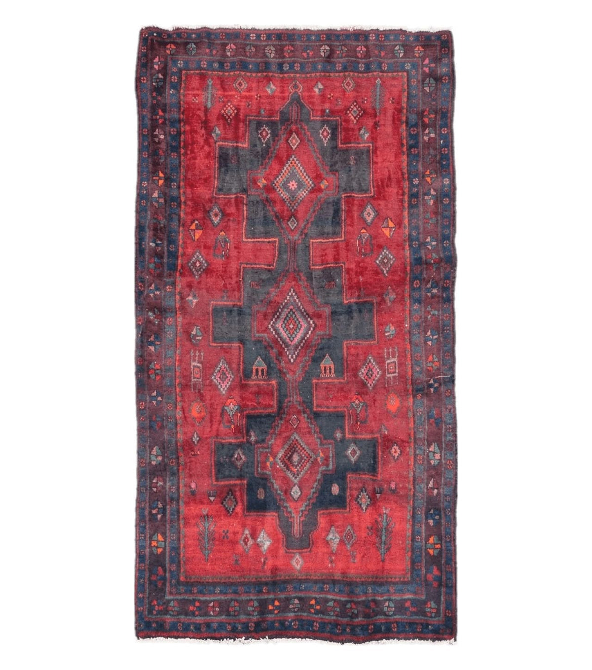 4' X 8' Antique Handmade India Geometric Oriental Wool Rug Veg Dyes Nice - Jewel Rugs