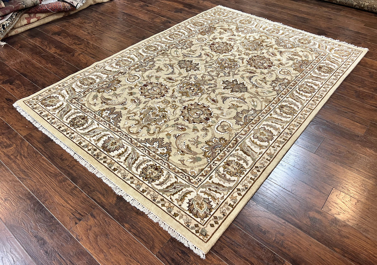Indo Mahal Rug 6x9, Indian Carpet 6 x 9 ft, Light Green and Ivory, Floral Allover, Wool Oriental Carpet, Traditional Rug, Handmade - Jewel Rugs, view 3