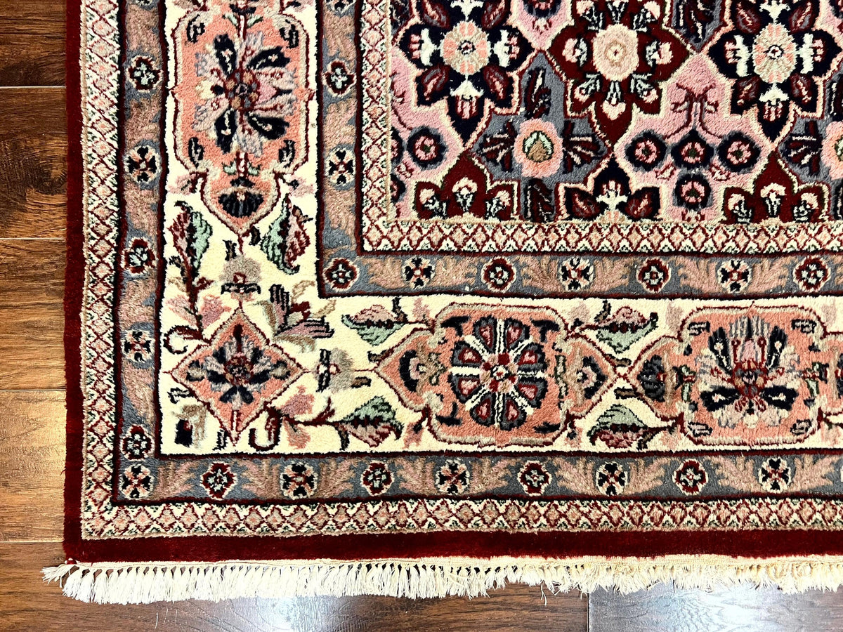 Indo Persian Rug 8x10, Repeated Allover Pattern, Navy Blue Ivory, Handmade Vintage Wool Carpet - Jewel Rugs, view 9