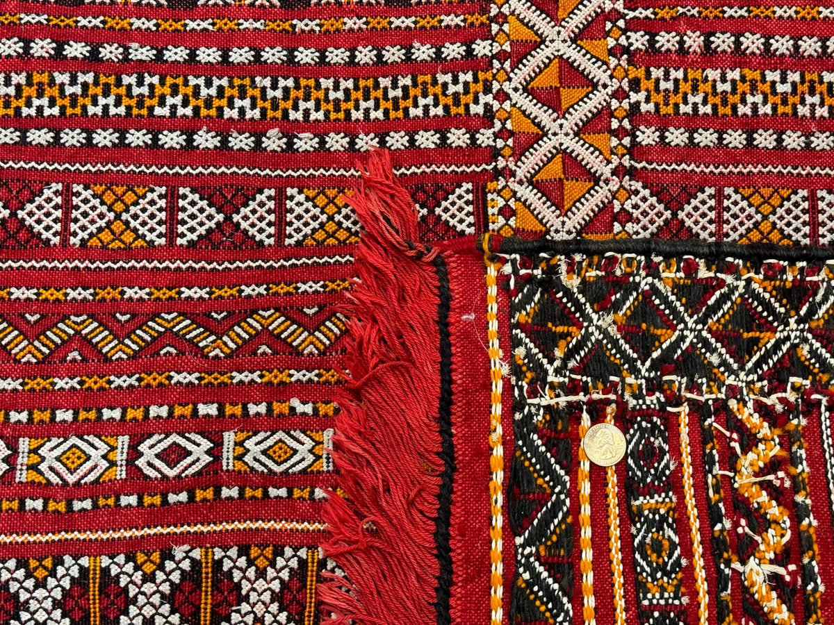 Moroccan Kilim Rug 4x8, Flatweave, Bohemian, Red Ivory Orange - Jewel Rugs, view 11