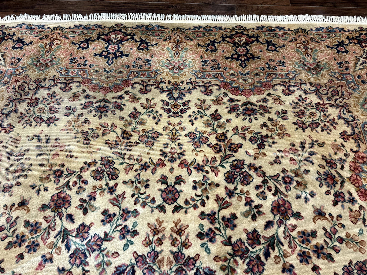 Antique Karastan Rug 8.8 x 12 Lanamar Floral Ivory Kirman Wool Discontinued - Jewel Rugs, view 3