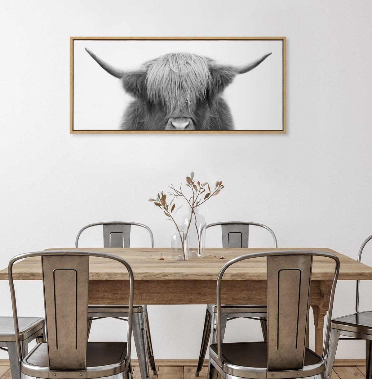 Sylvie Hey Dude Highland Cow Framed Canvas by The Creative Bunch Studio