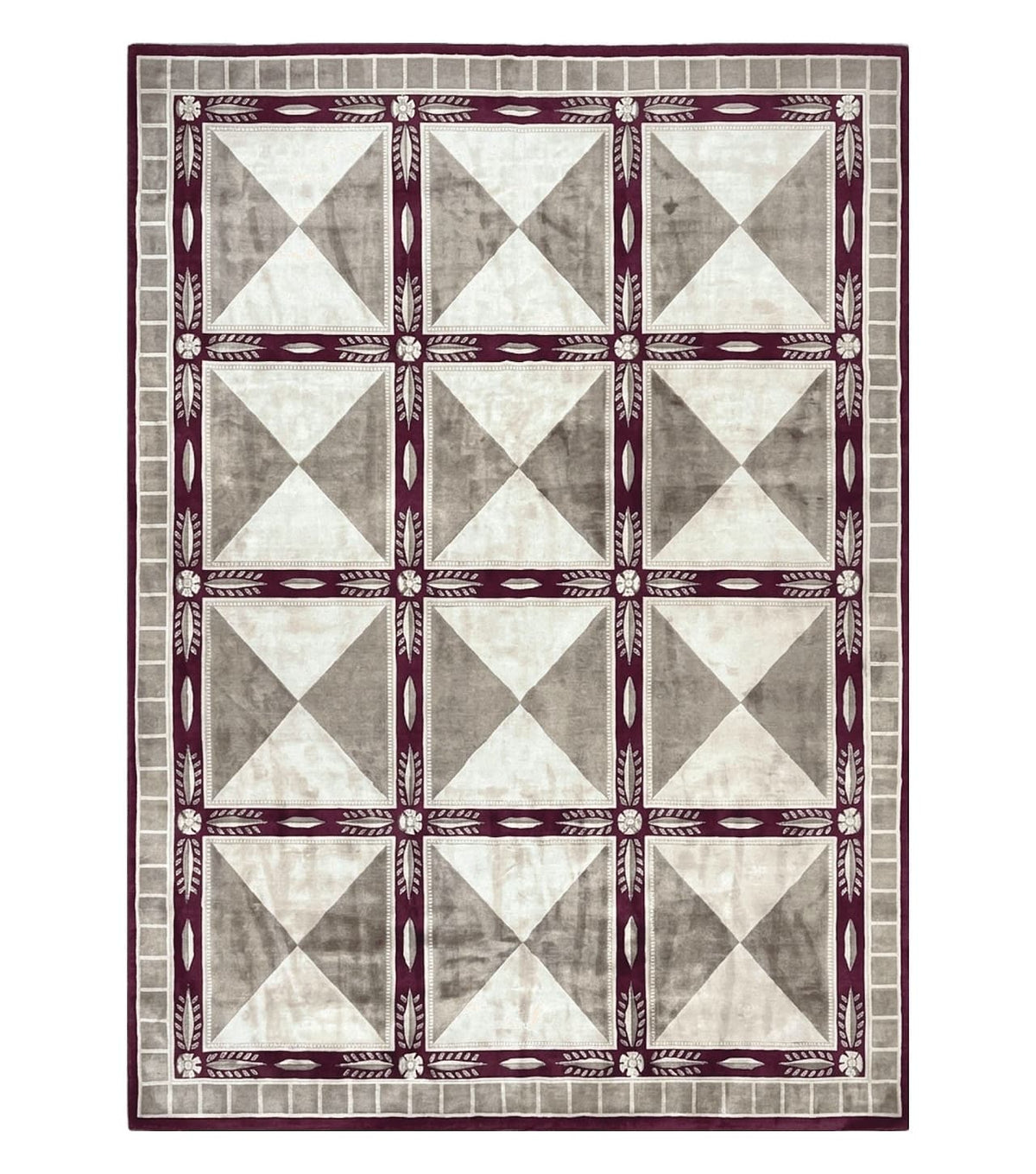 Indo Tibetan Rug 10x14, Nepali Carpet, Large Soft Wool Area Rug, Olive Tan Maroon, Contemporary Rug 10 x 14 ft Living Room Rug, Handmade Rug - Jewel Rugs