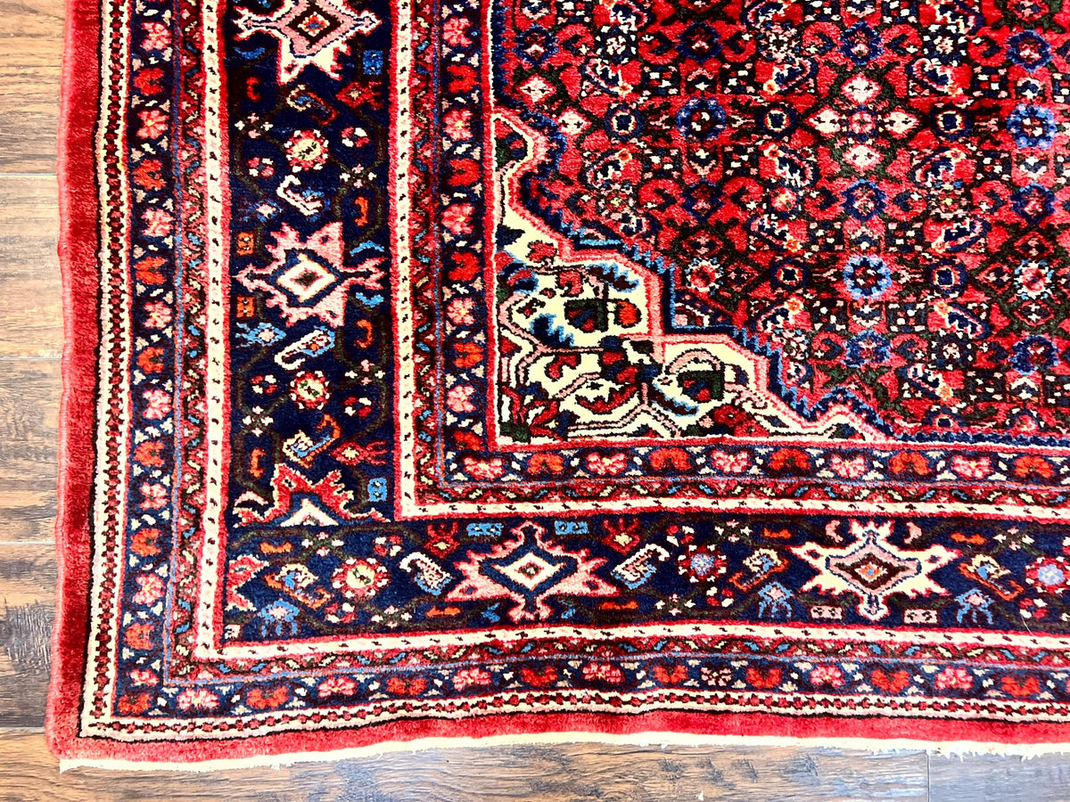 Large Persian Tribal Rug 11x17, Palace Sized Wool Handmade Vintage Carpet, Oversized Hand Knotted Rug, Red, Hamadan Dargazin Rug - Jewel Rugs, view 8