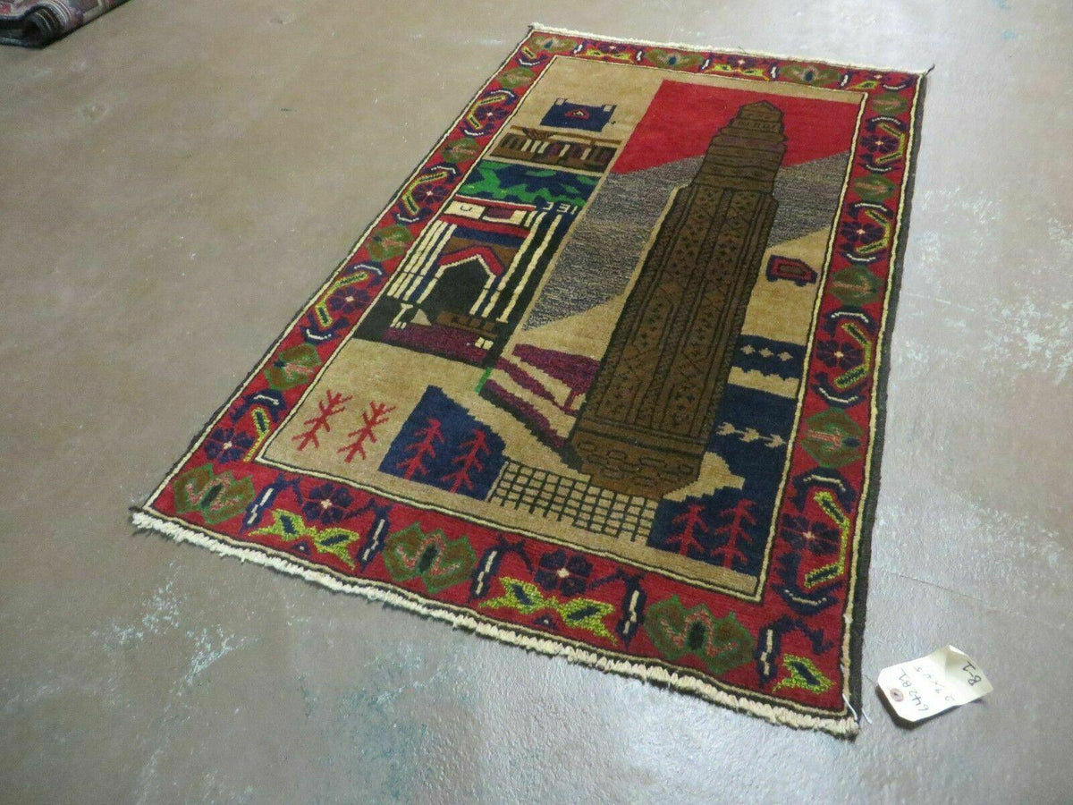 3' X 4' New Vintage Handmade Afghan Balouch Tribal Wool Pictorial Rug # 281 - Jewel Rugs, view 12