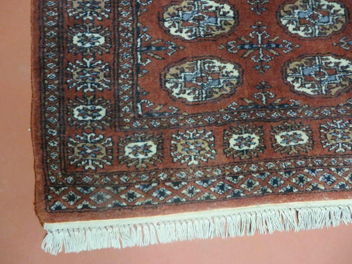 3' X 4' Vintage Handmade Pakistan Turkoman Bokhara Fine Woven Wool Rug - Jewel Rugs, view 9