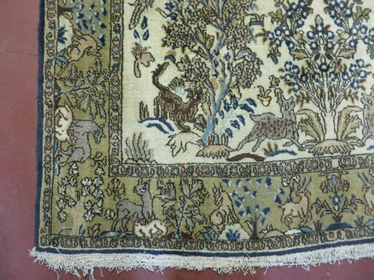 4' X 6 Handmade India Oriental Fine Pictorial Tree Of Life Wool Silk Rug Wow - Jewel Rugs, view 9