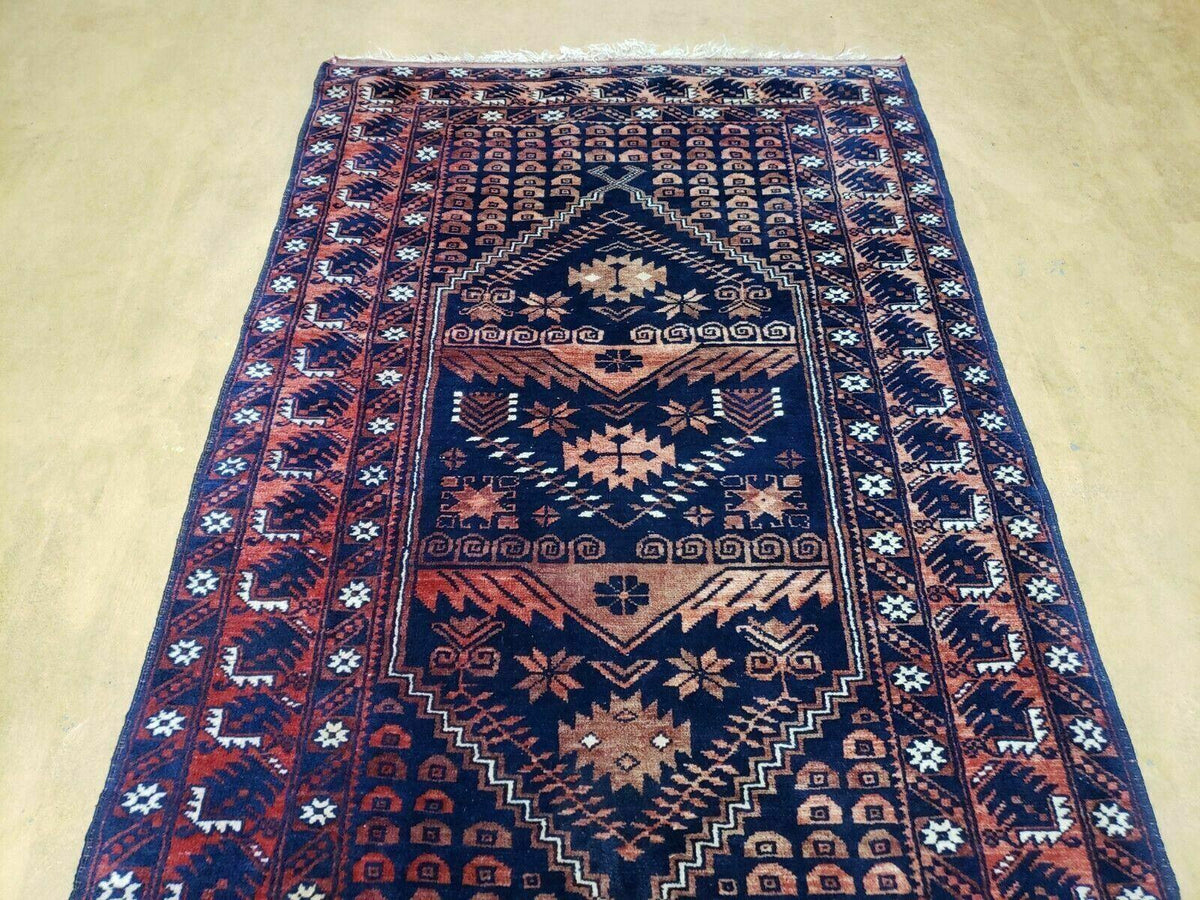 3' 4" X 5' 6" Vintage Handmade Pakistan Balouchi Balouch Tribal Wool Rug Nice - Jewel Rugs, view 12