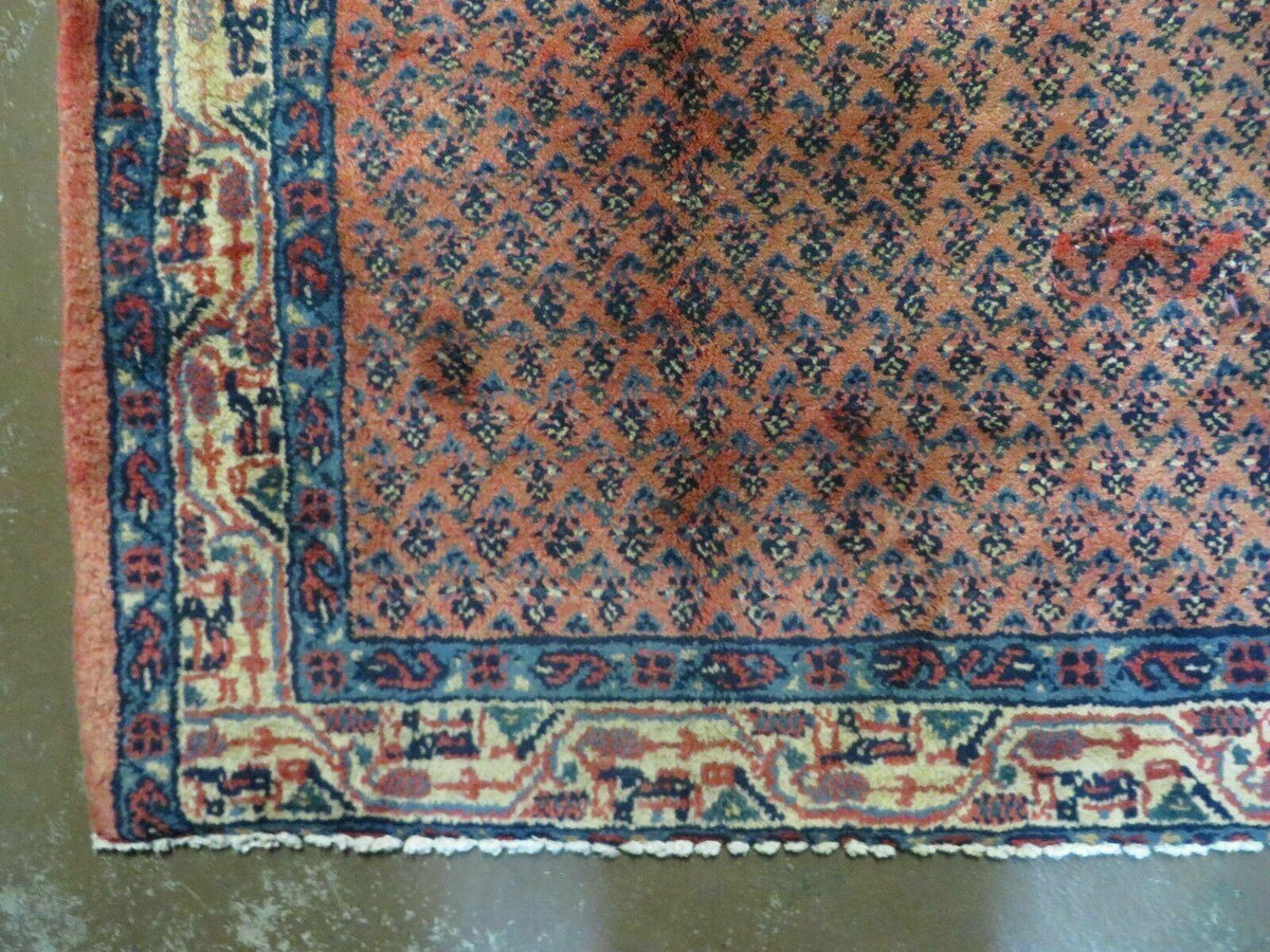 Antique Persian Seraband Runner 3.7 x 11 - Red, Wool, Mir Pattern - Jewel Rugs, view 9