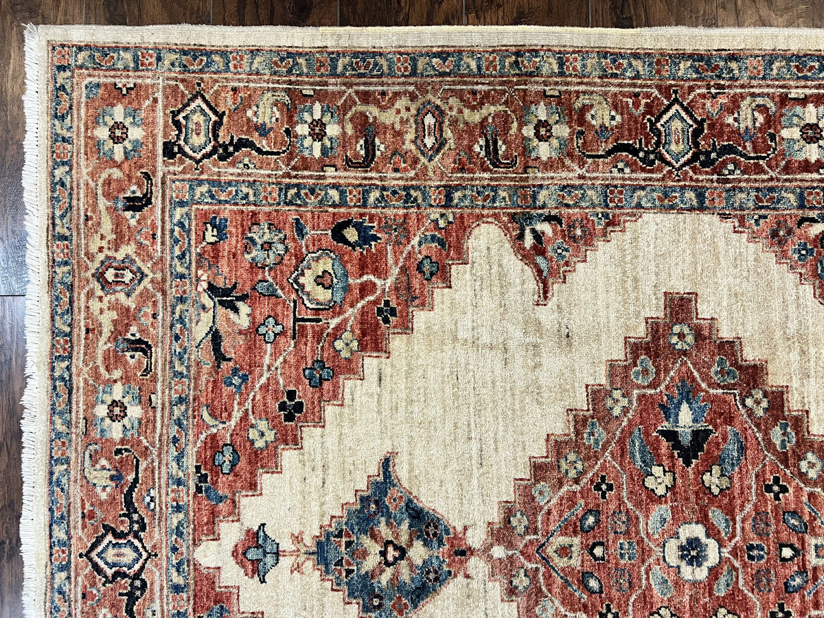 Peshawar Rug 5x7, Wool Hand Knotted Handmade Vintage Carpet, Serapi Design, Pakistani Rug 5 x 7 ft, Medium Sized, Geometric Rug - Jewel Rugs, view 7