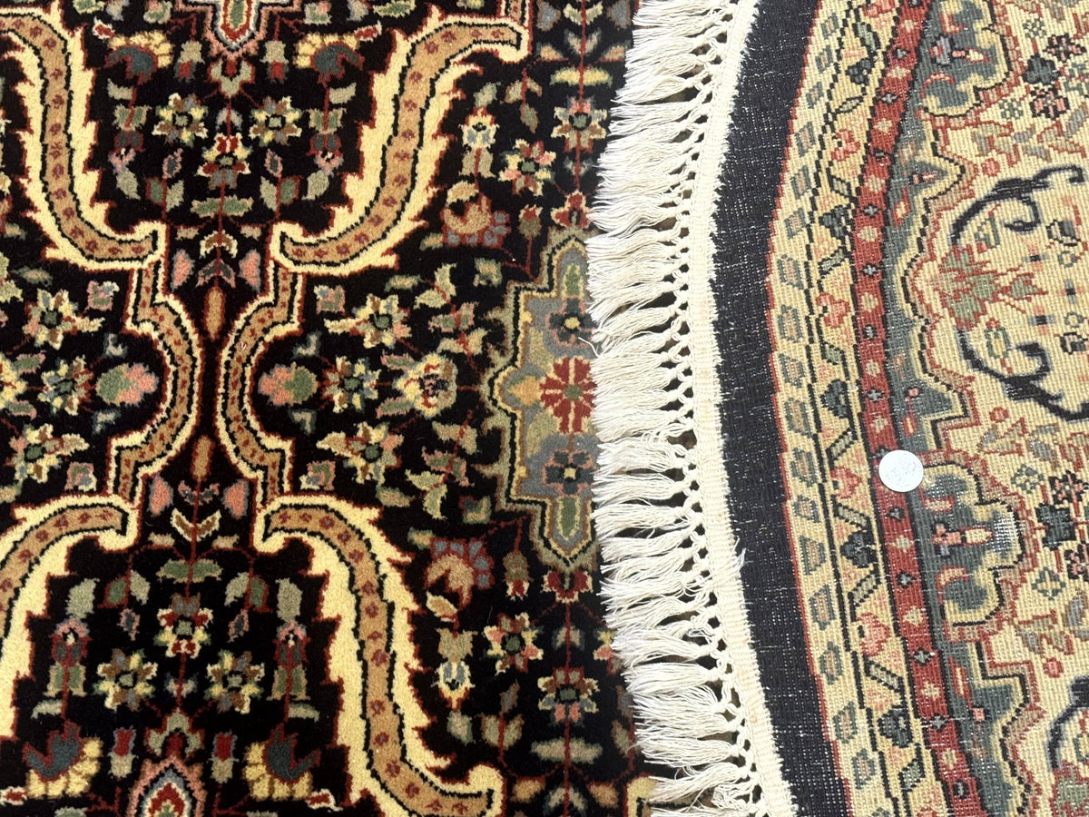 Round Indo Persian Rug 6x6, Indian Bidjar Rug, Navy Blue and Beige - Jewel Rugs, view 10