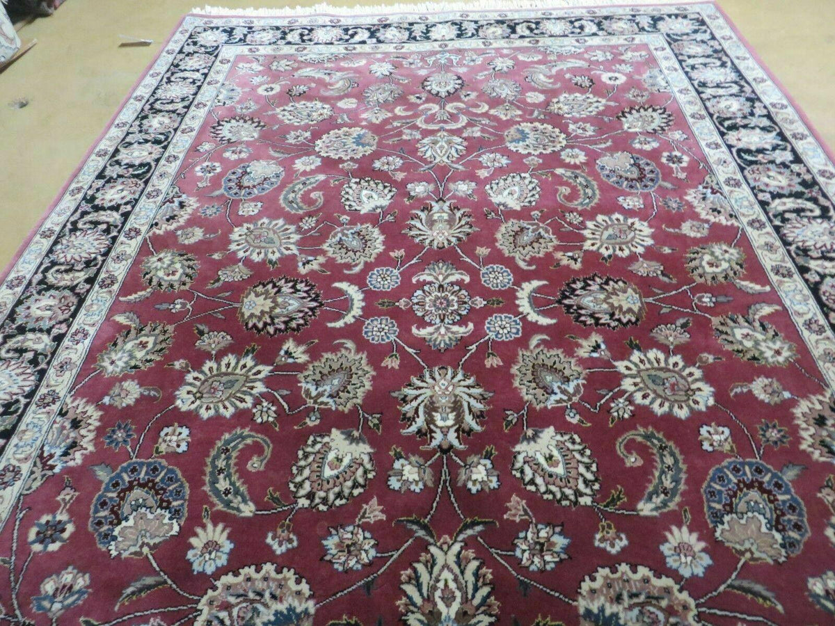 6' X 9' Vintage Handmade Fine India Floral Oriental Silk Accent Wool Rug Carpet - Jewel Rugs, view 10