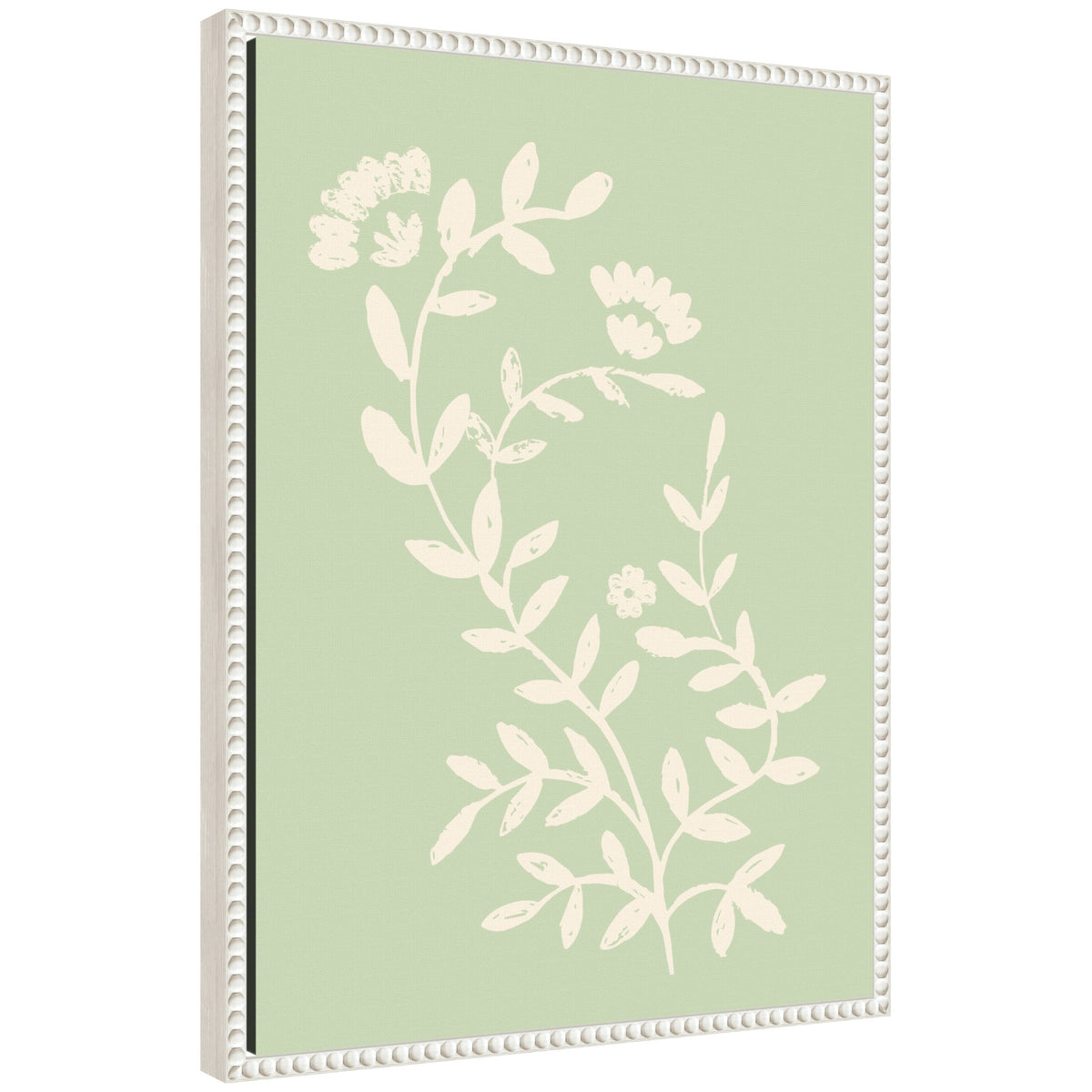 Country Chintz Botanical Pale Green by Vicky Yorke Framed Canvas Wall Art Print