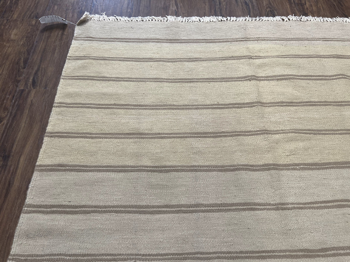 New Turkish Kilim Rug 5x8 Flatweave Carpet, Bohemian Rug, Contemporary Rug, Hand Woven, Wool Area Rug, Gray and Taupe, Striped Pattern - Jewel Rugs, view 7