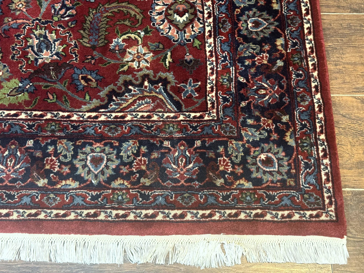 Indo Persian Rug 5x7, Vintage Traditional Floral Carpet, Burgundy and Navy Blue - Jewel Rugs, view 10
