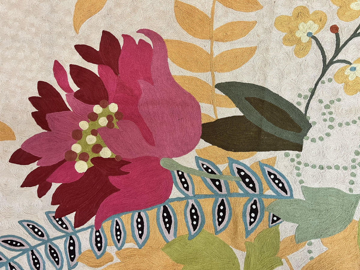 Indian Hand Stitched Rug 4x6, Floral, Silk, Large Floral Design - Jewel Rugs, view 12