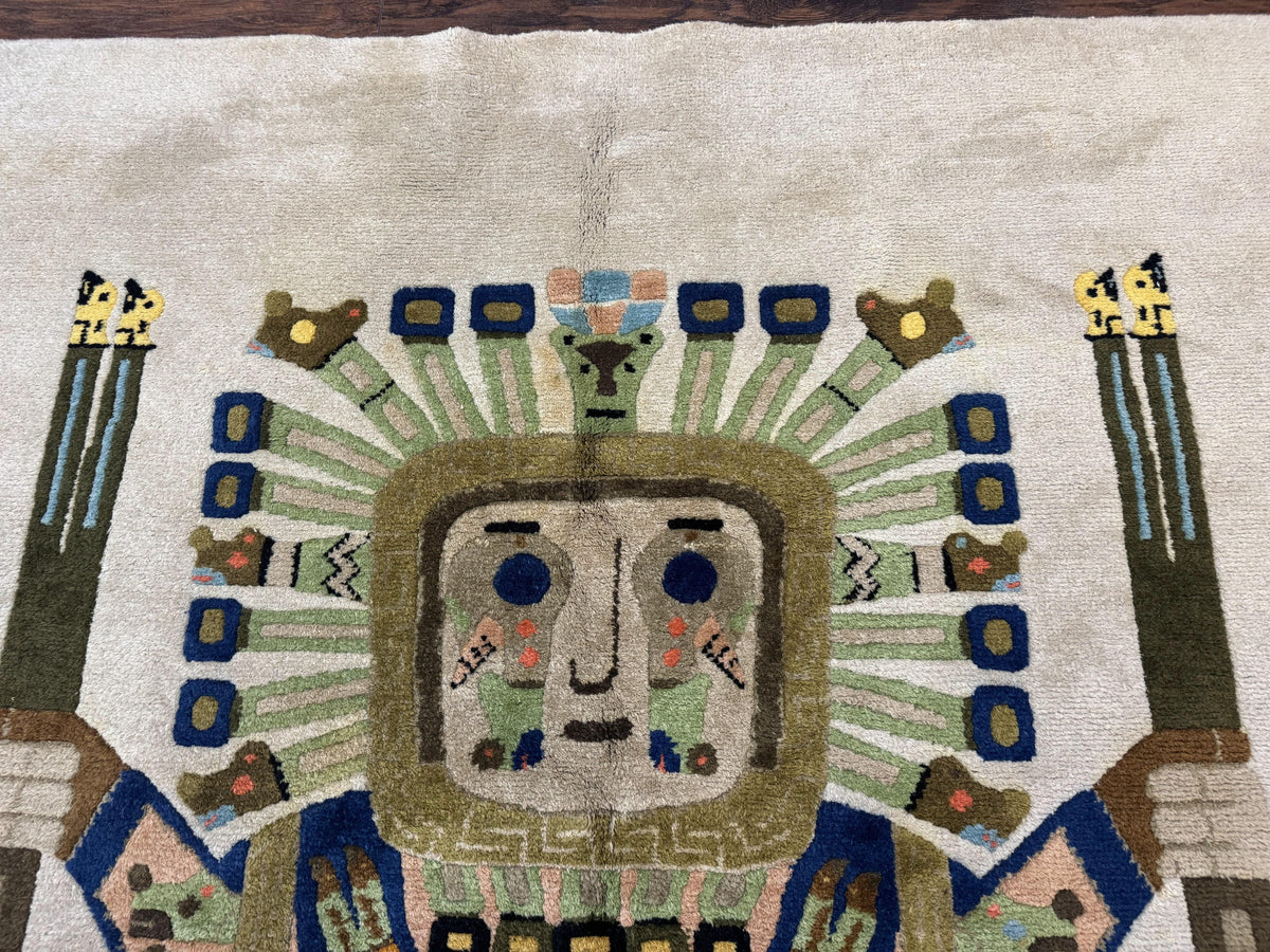 South American Rug 6x7, Unique Native American Design, Ivory, Ecuador Rug, Handmade Wool - Jewel Rugs, view 4