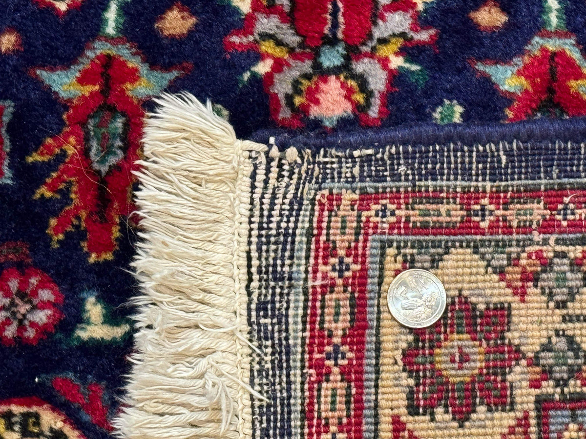 Large Persian Tabriz Rug 10x16, Navy Blue and Red, Allover Pattern, Vintage Hand Knotted Wool Carpet - Jewel Rugs, view 11