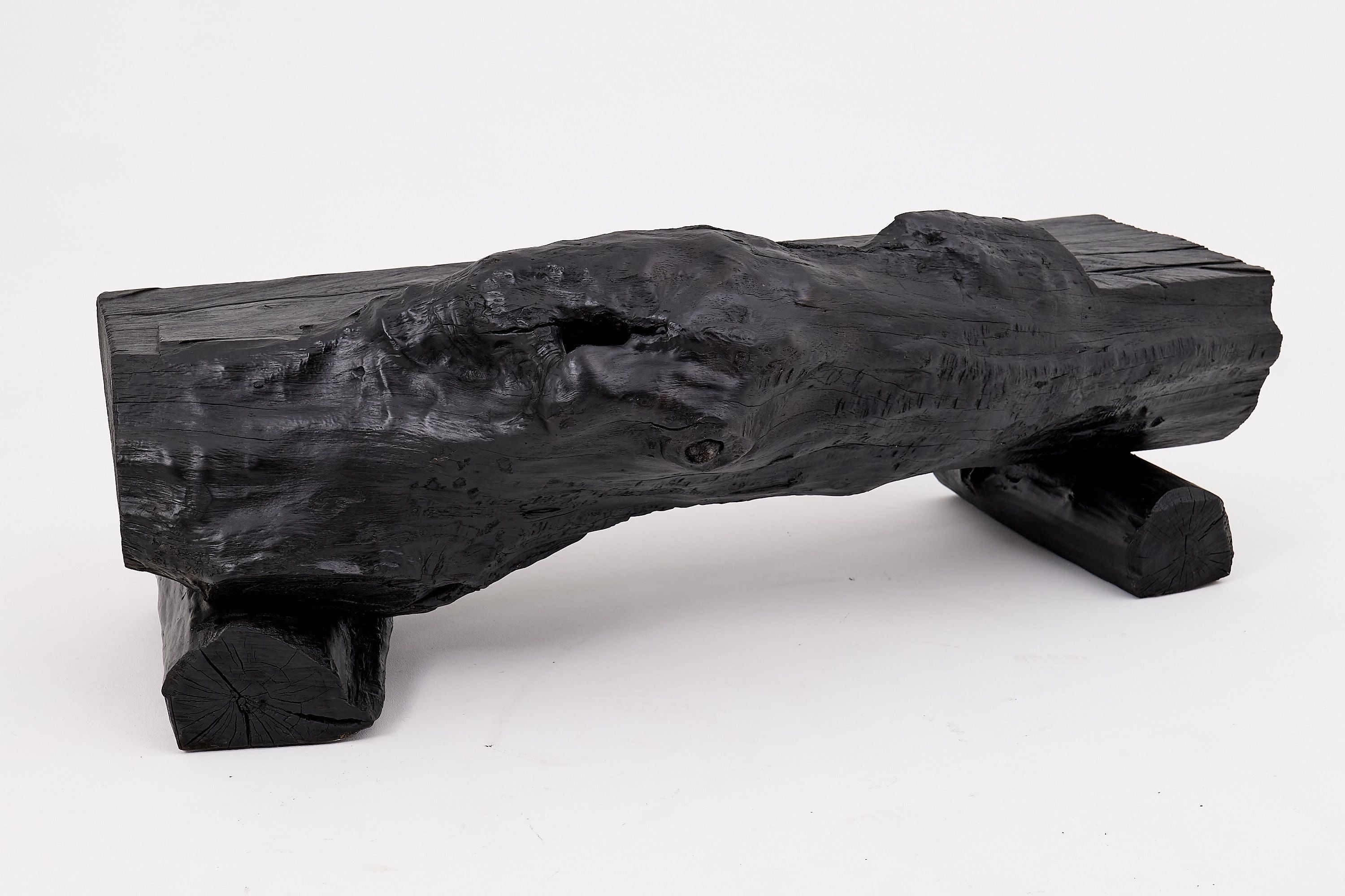 Charred Solid Wood Bench by Logniture 