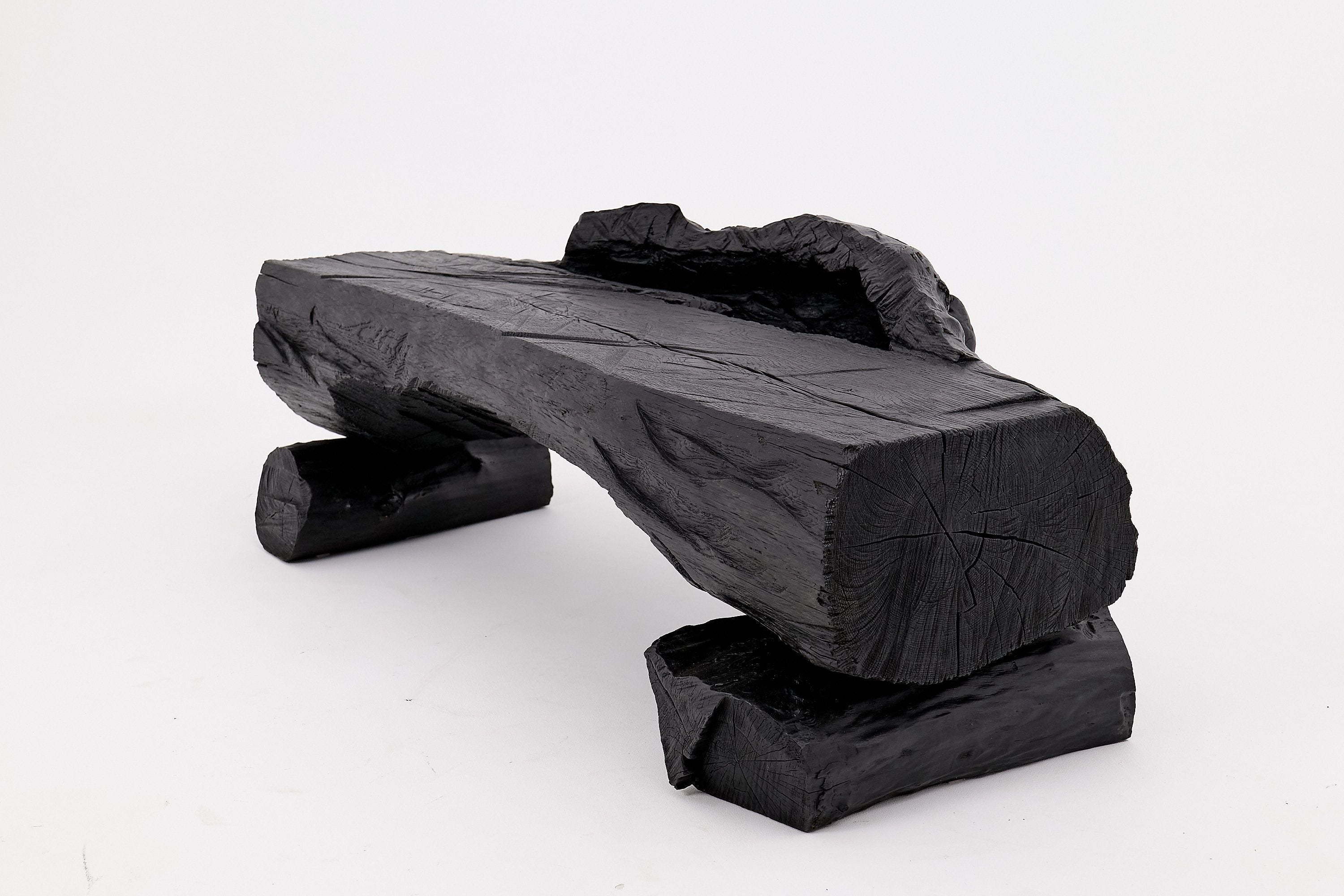Charred Solid Wood Bench by Logniture 