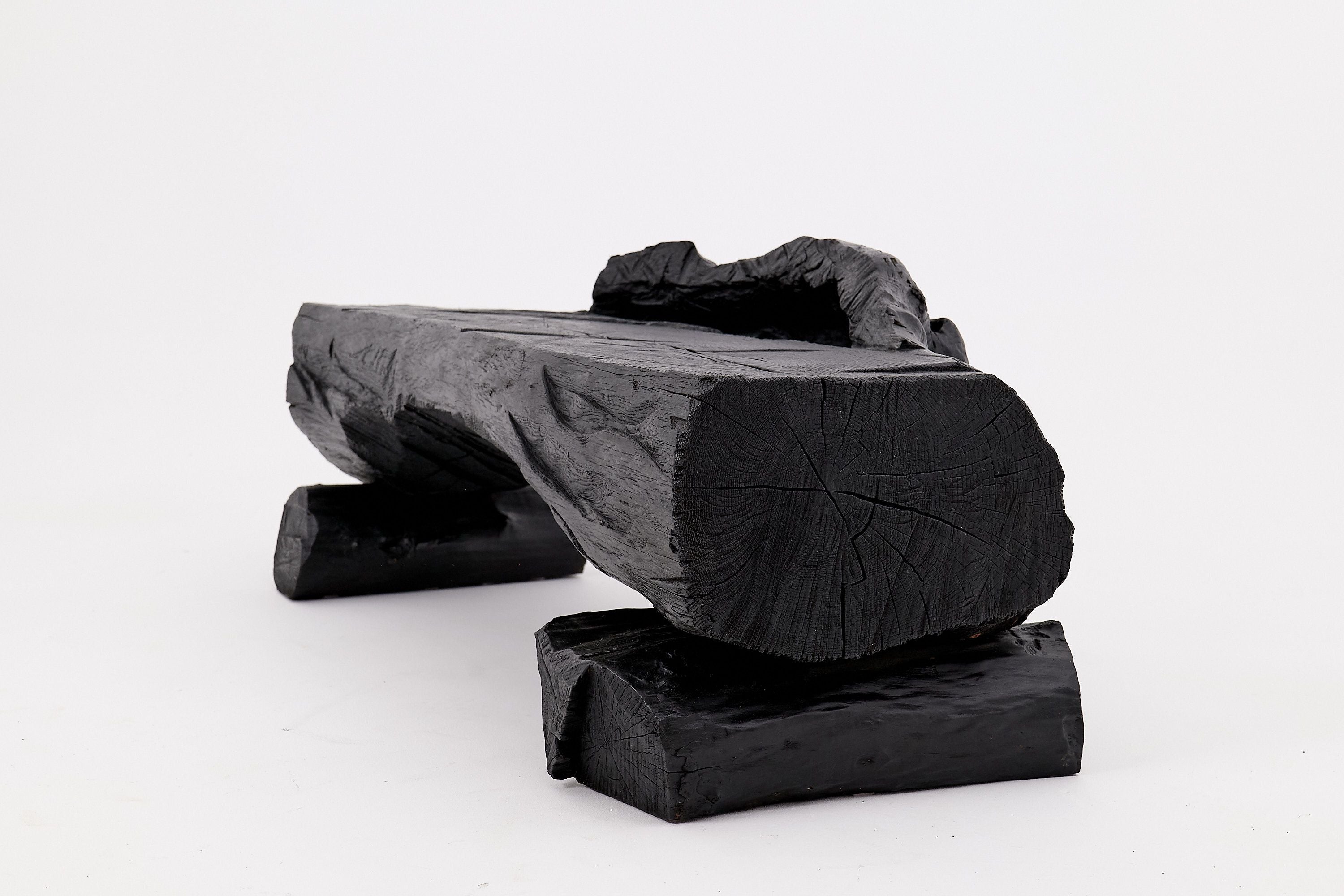 Charred Solid Wood Bench by Logniture 