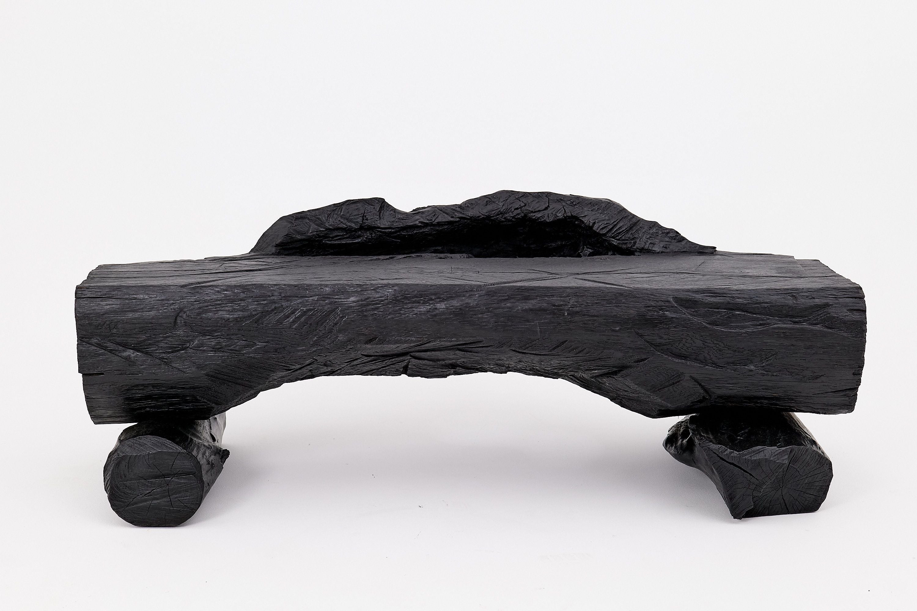 Charred Solid Wood Bench by Logniture �����������������ï¿