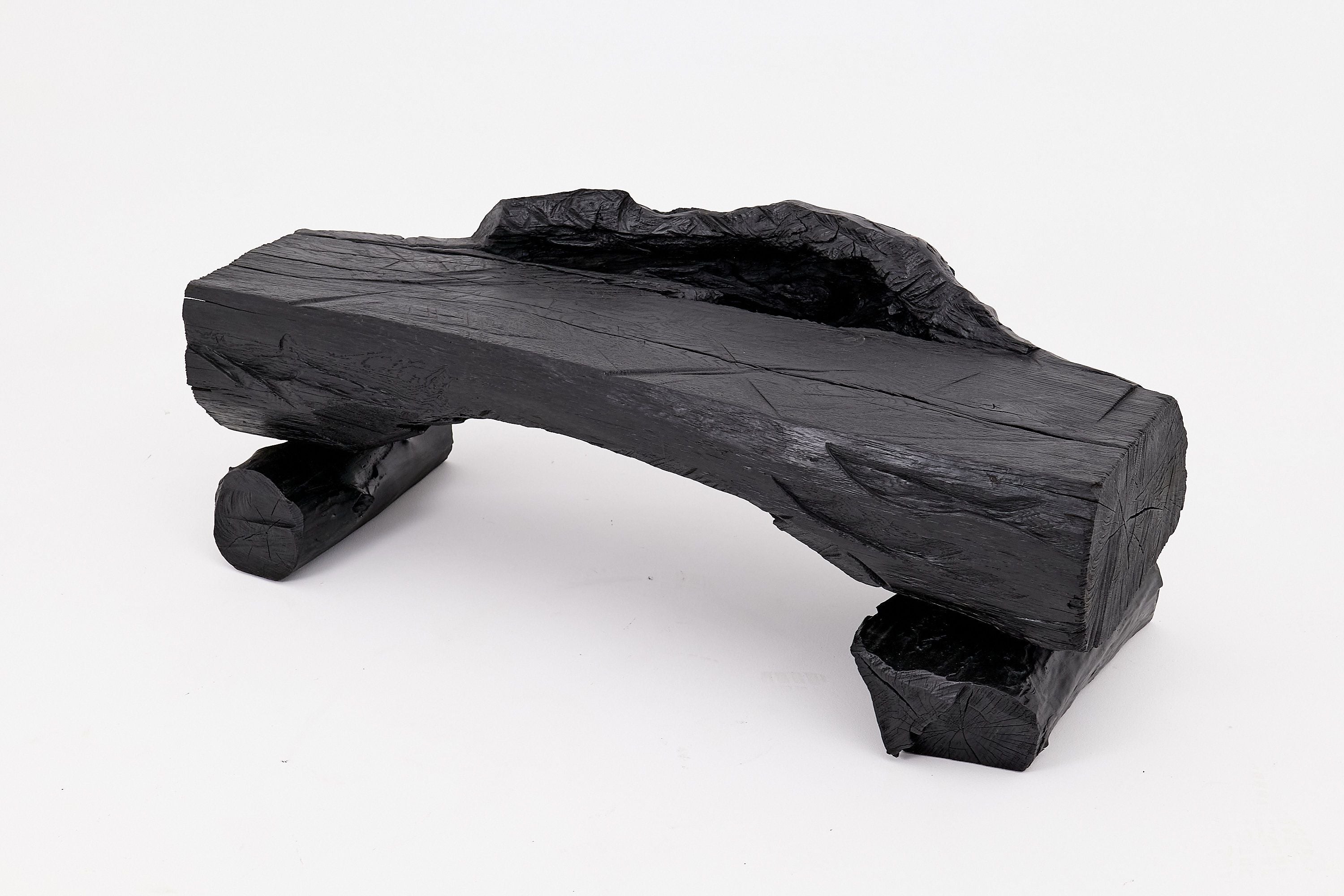Charred Solid Wood Bench by Logniture 